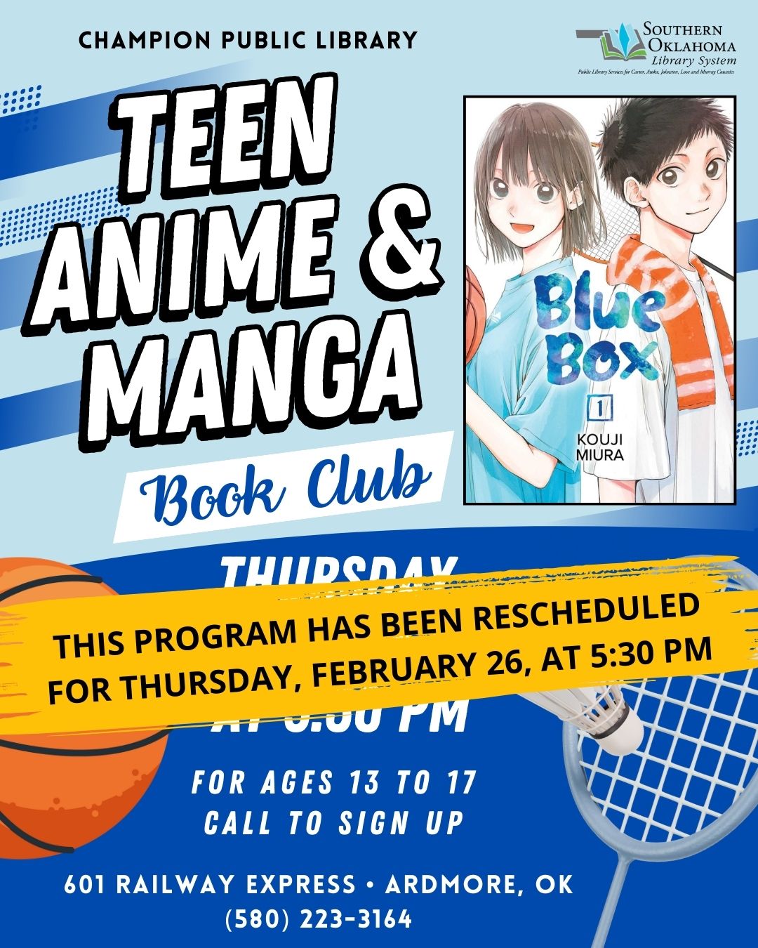 Rescheduled for FEB Teen A&M Book Club WEB CPL