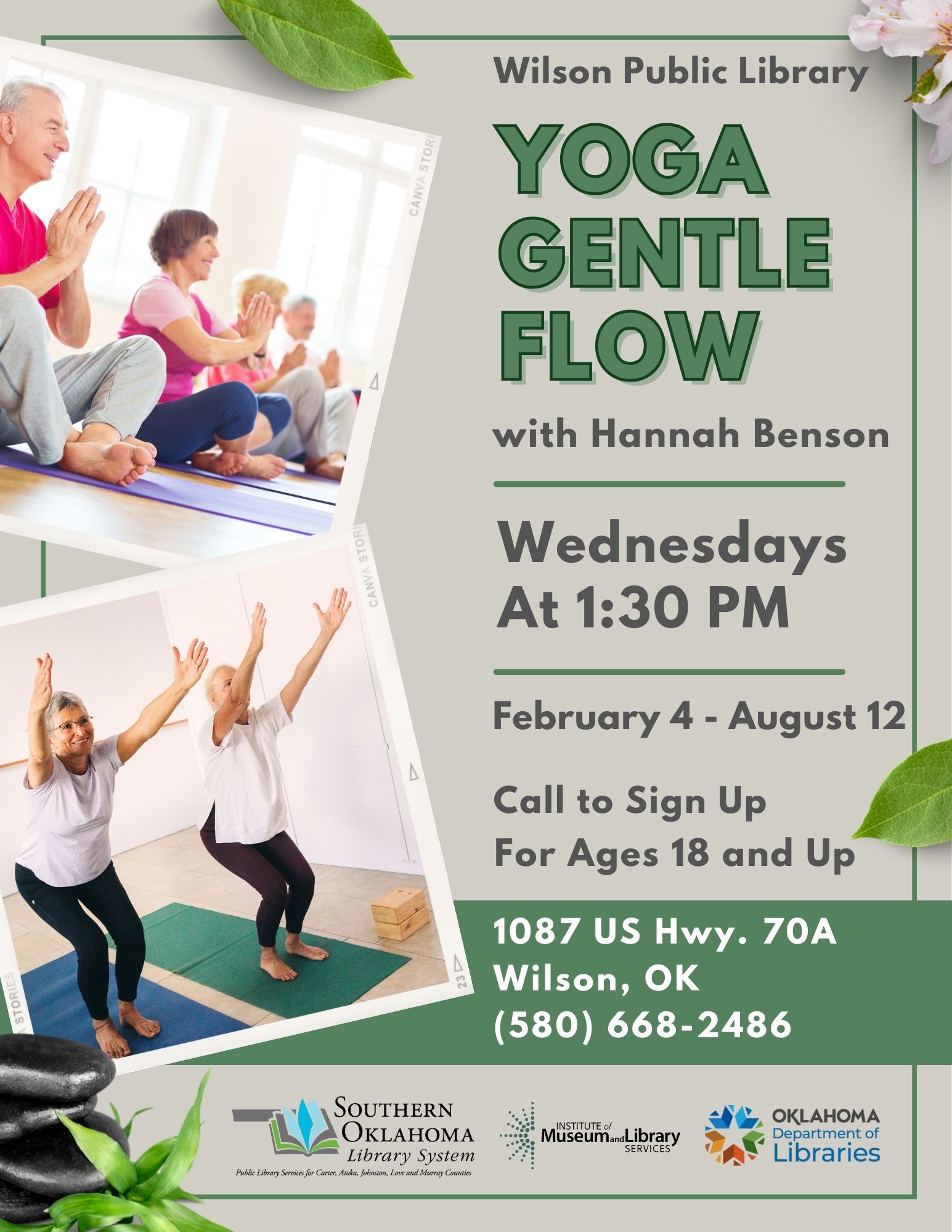 Yoga Gentle Flow Class WPL Flyer 2026 Feb - Aug