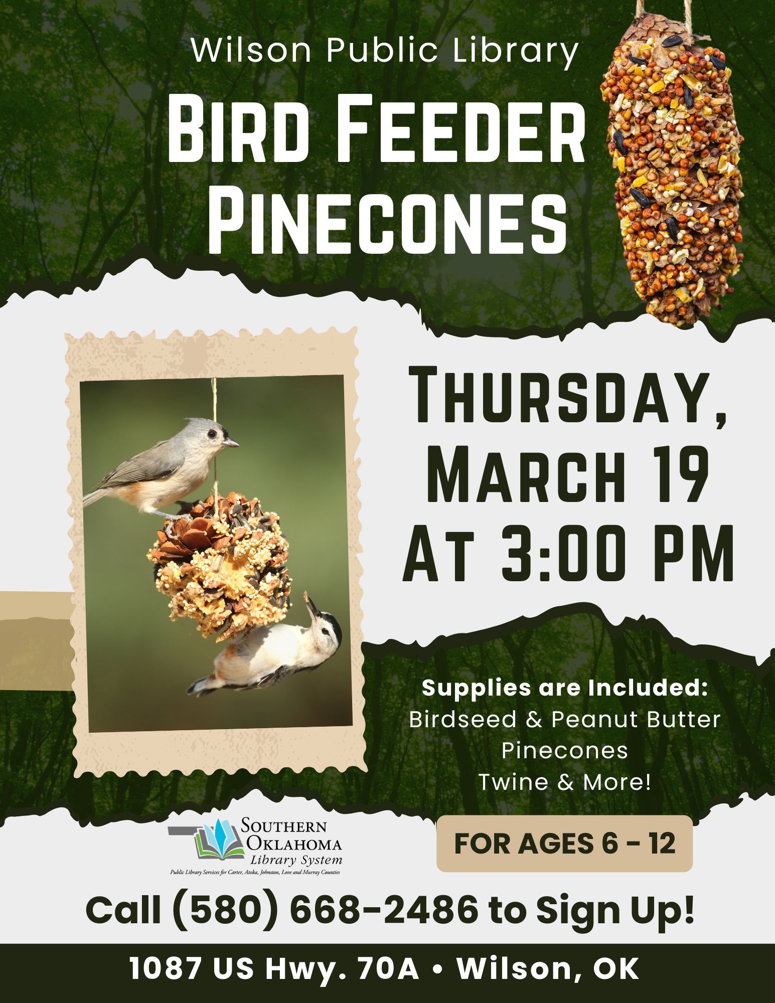 Bird Feeder Craft WPL PR Flyer