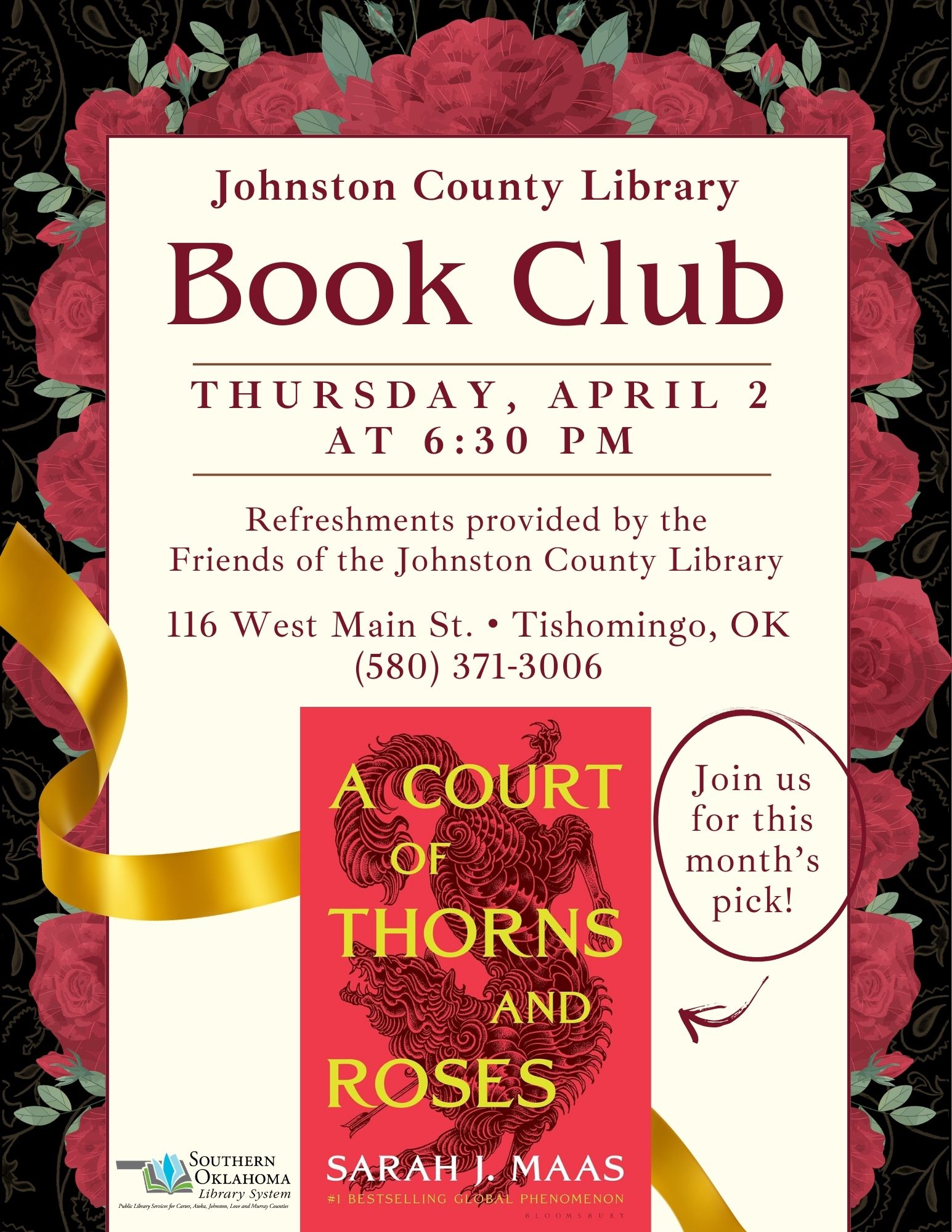 Book Club Court of Thorns & Roses JCL Flyer 2026
