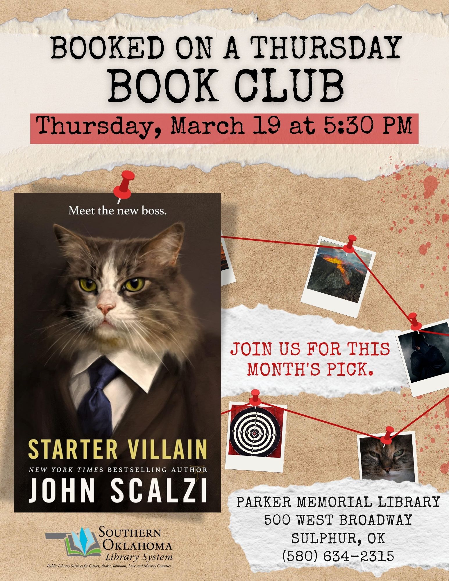 Booked on a Thursday Book Club Starter Villain PML Flyer 2026