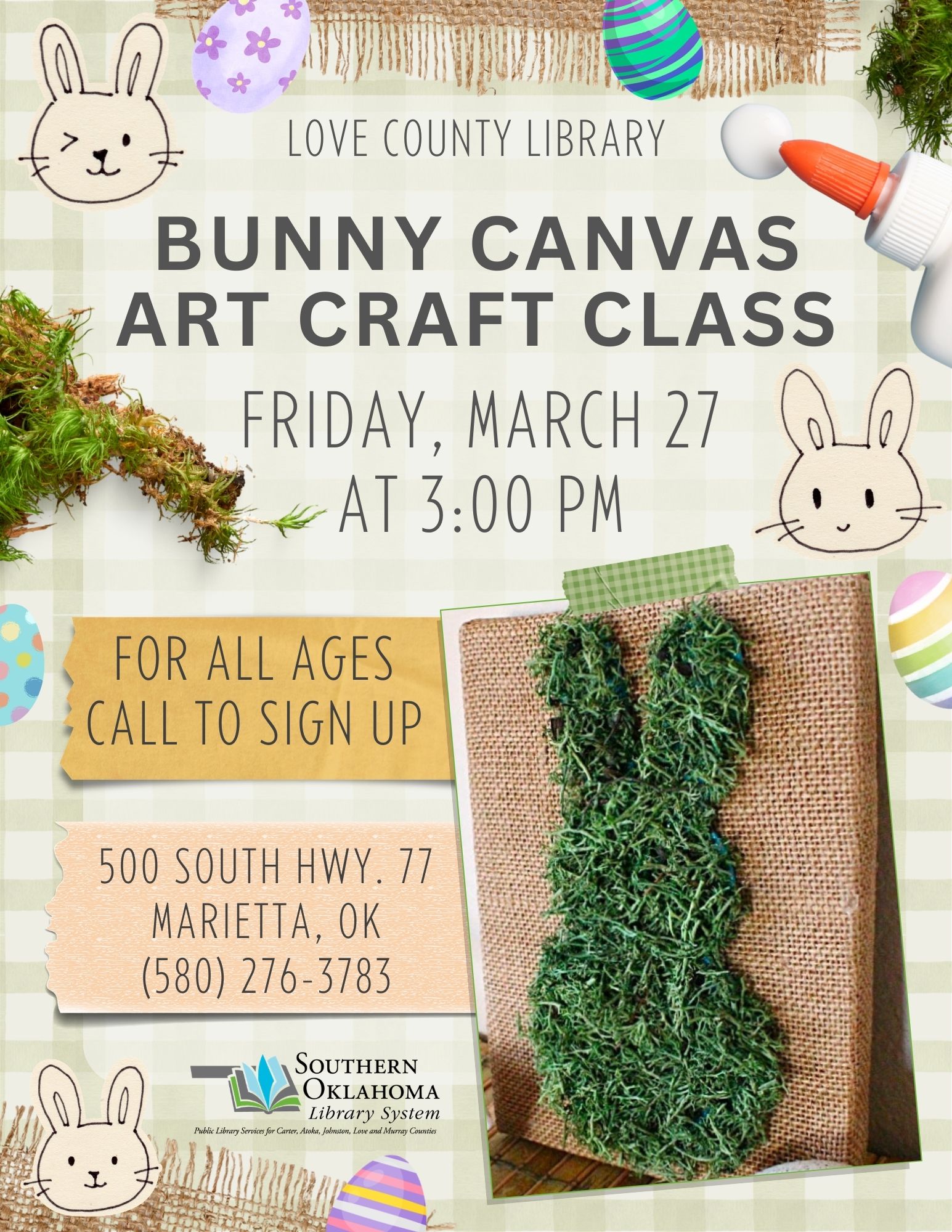 Bunny Canvas Art Craft LCL Flyer 2026