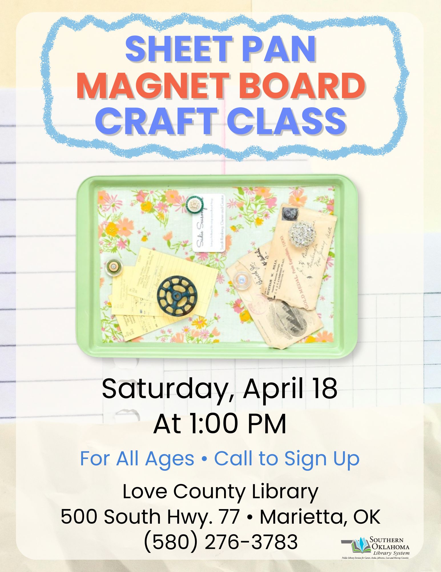Sheet Pan Magnet Board Craft LCL Flyer 2026