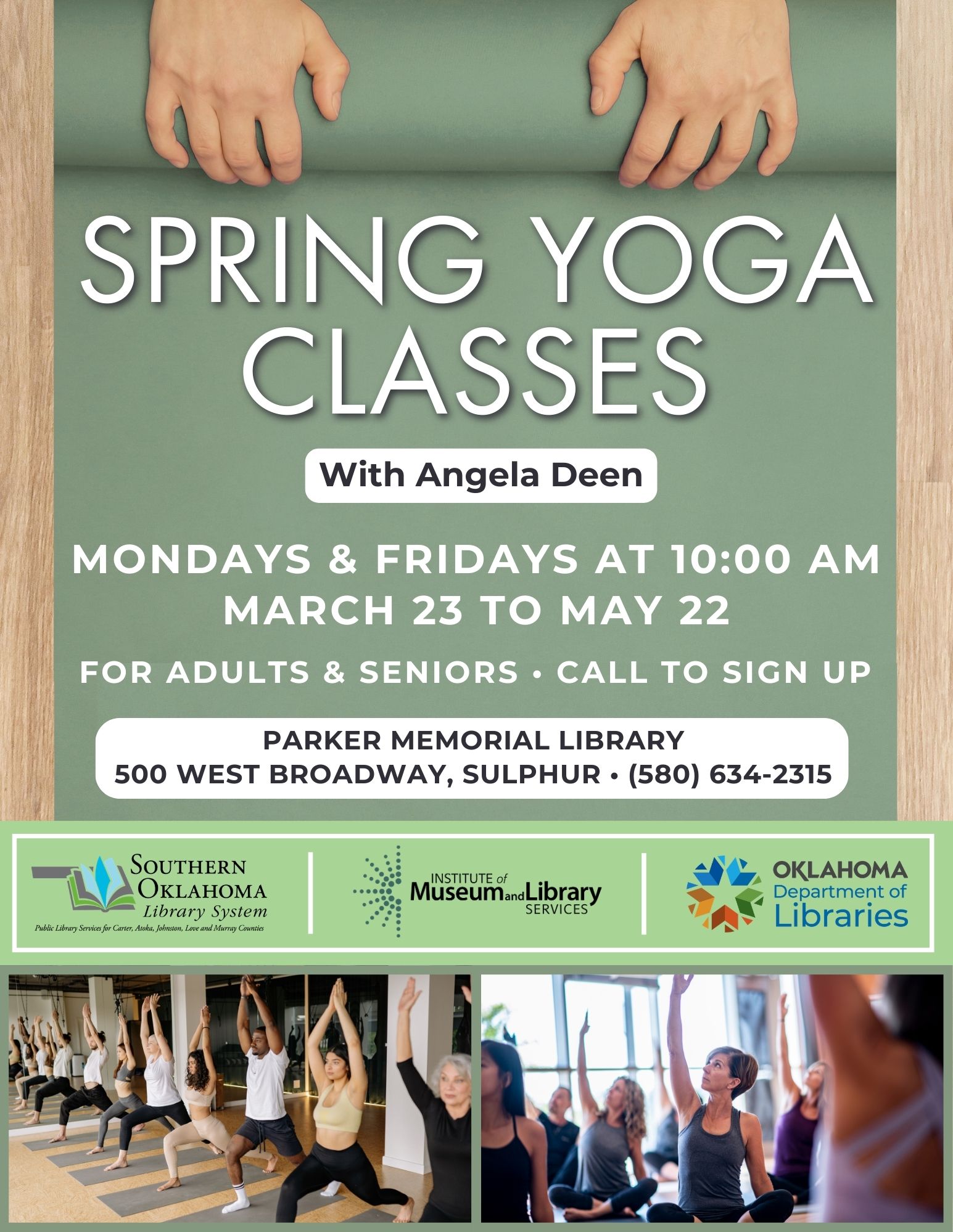 Updated Spring Yoga Class at PML Flyer 2026