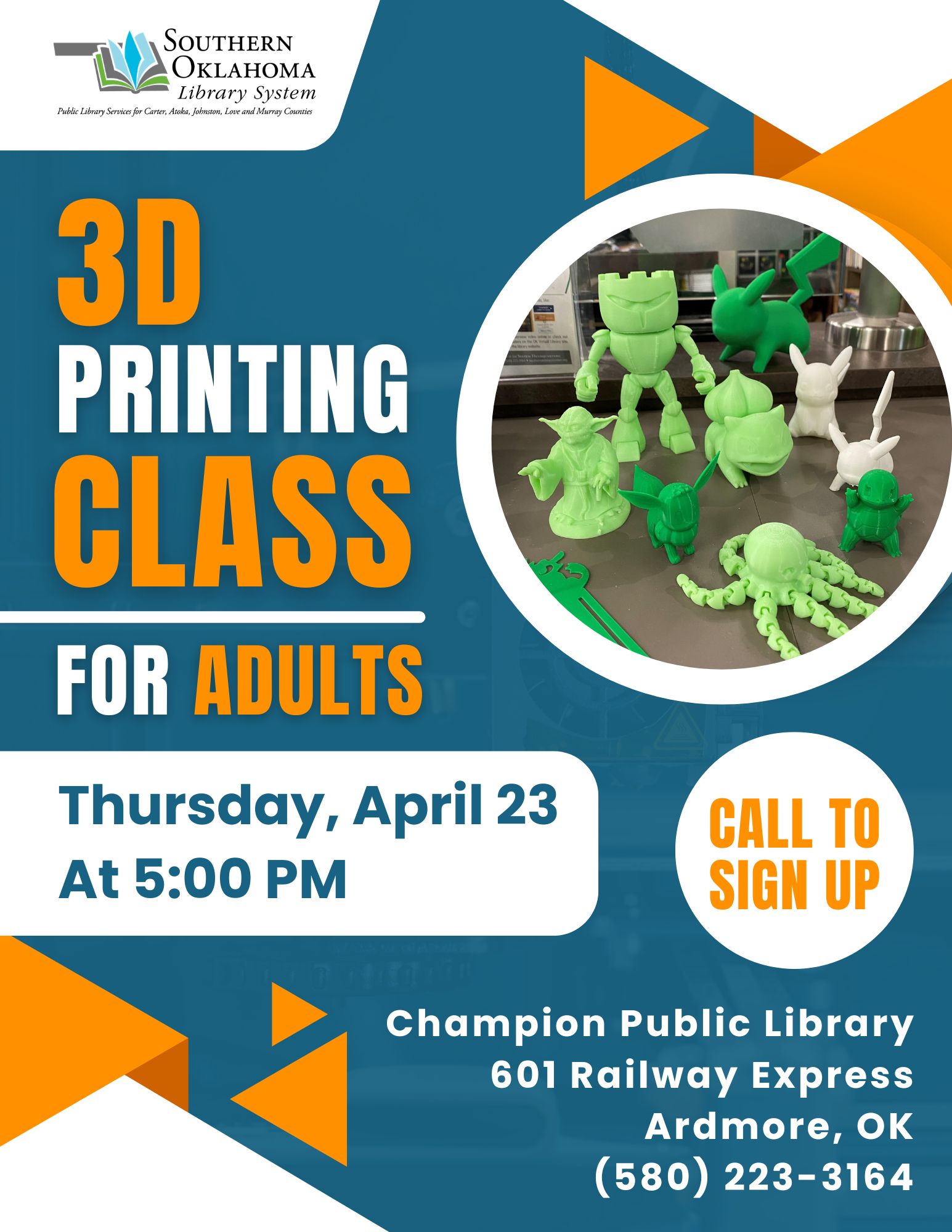 3D Printing Class Adults CPL flyer 2026