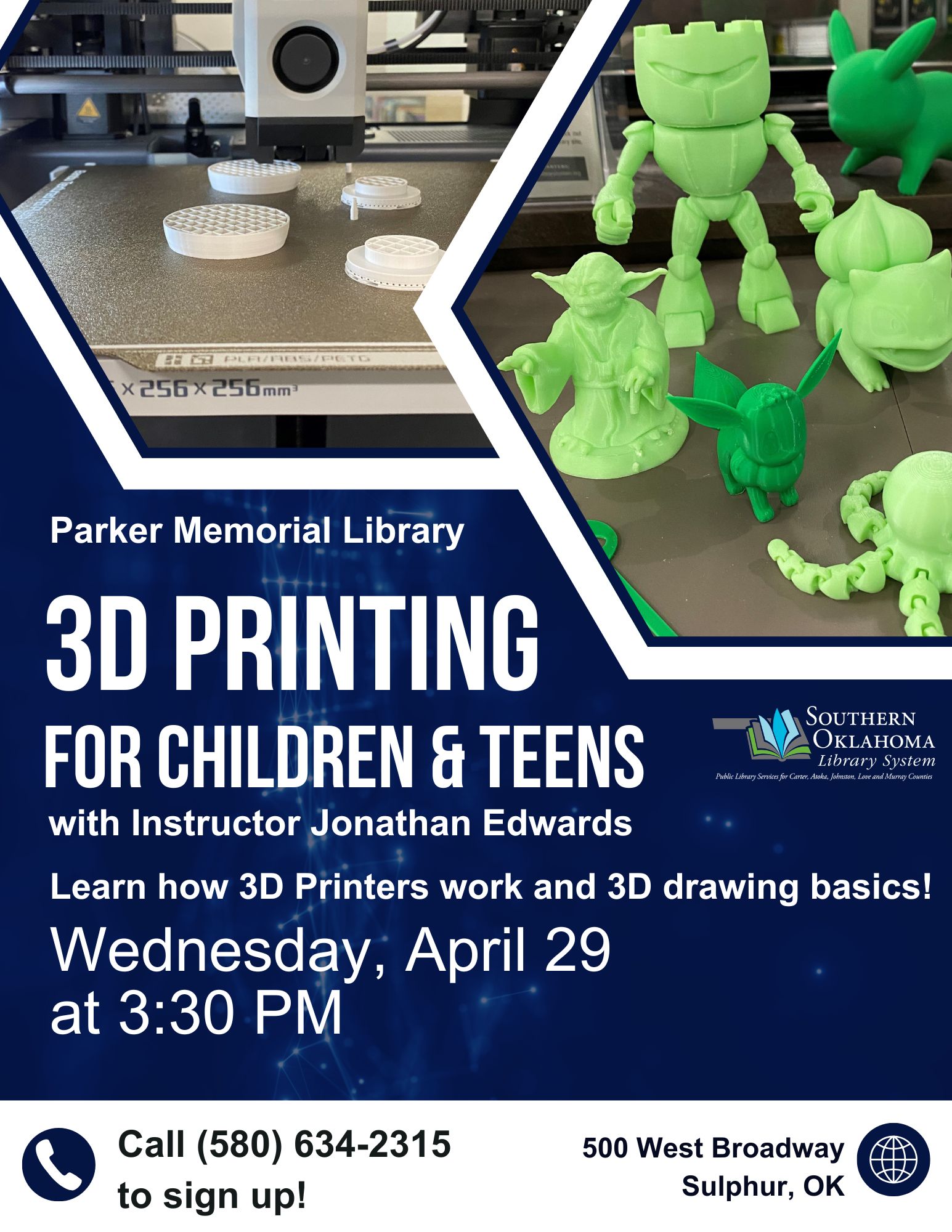 3D Printing for Children PML April Pr Flyer