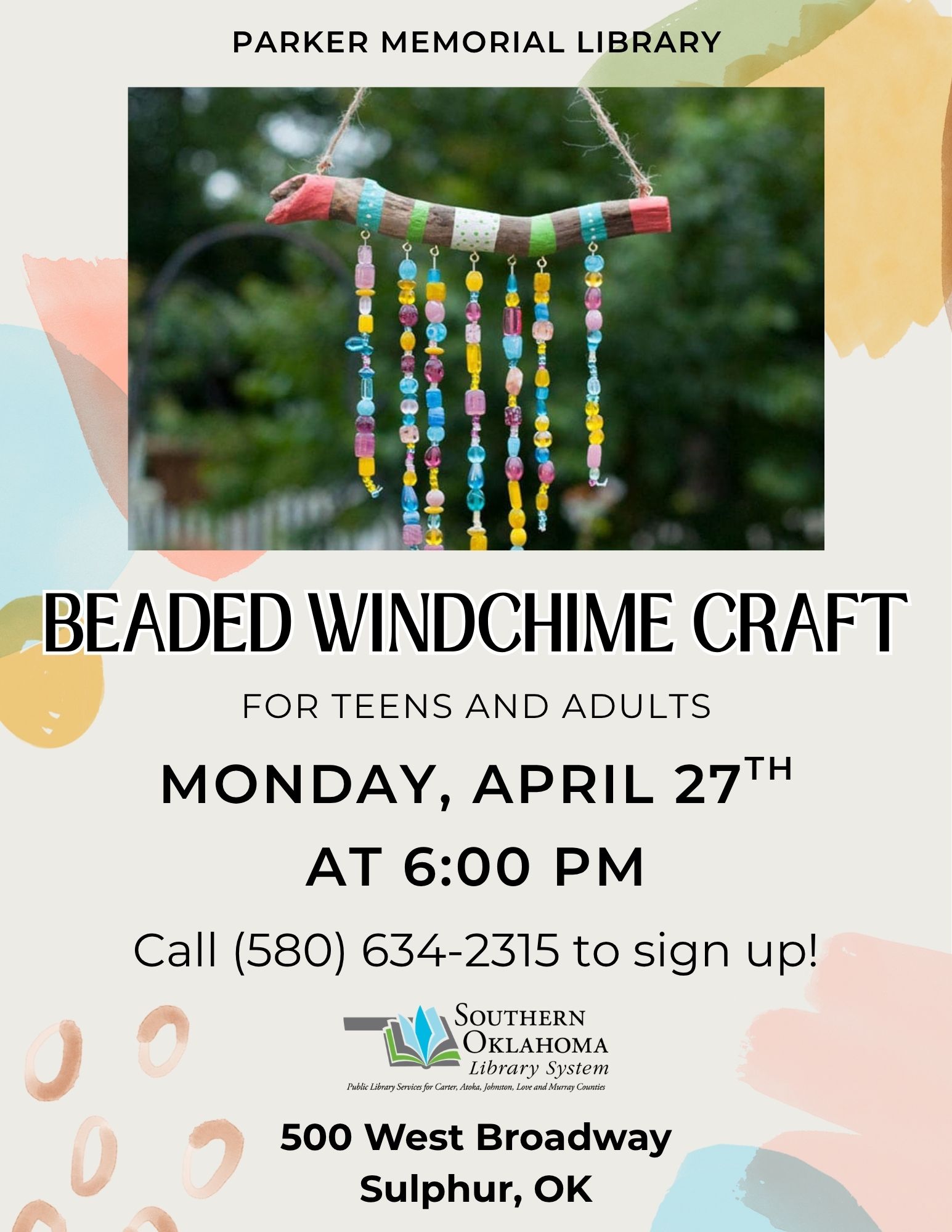 Beaded Windchime Craft PML PR Flyer 2026