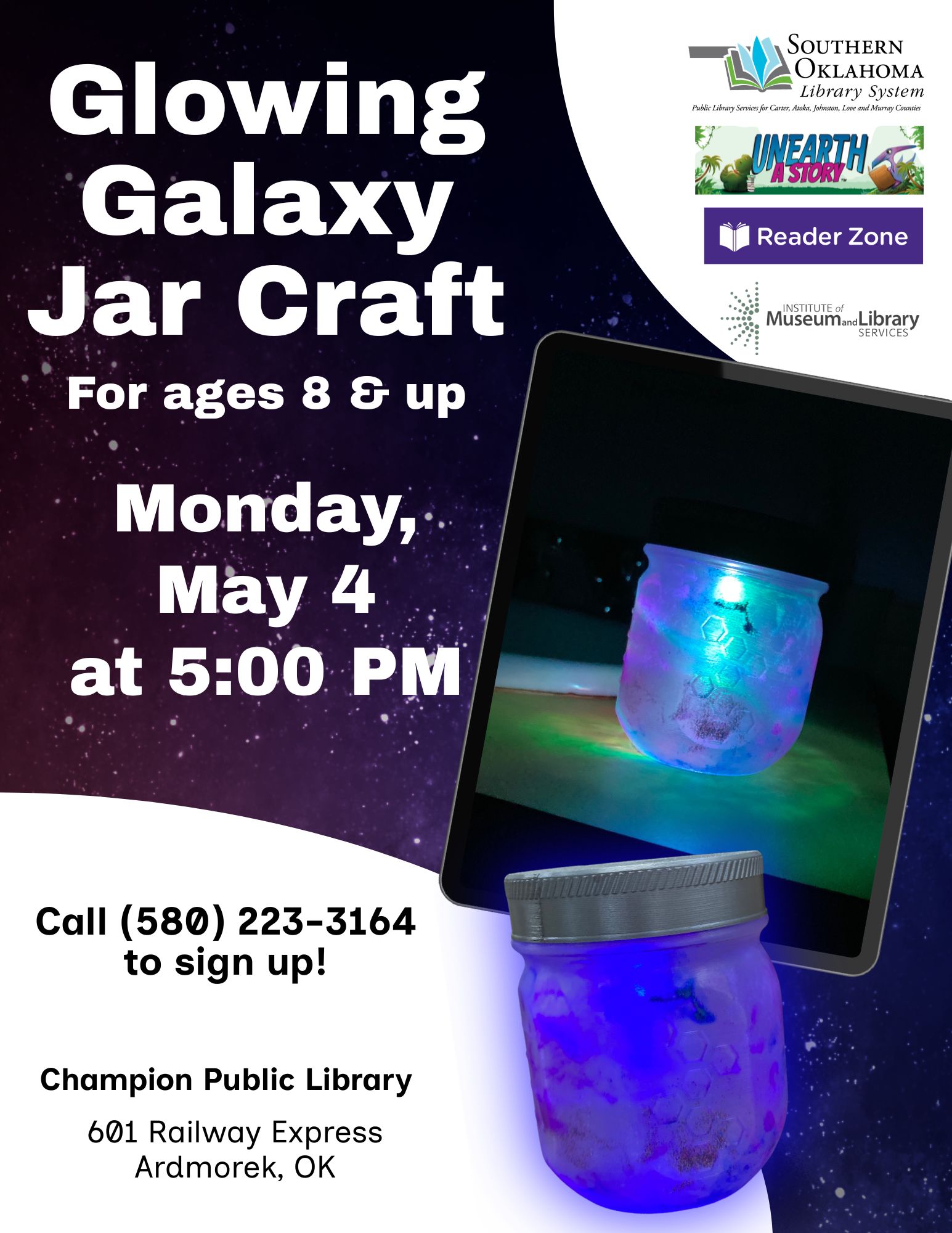 Glowing Galaxy Mason Jar Craft CPL 2026 Pr Flyer