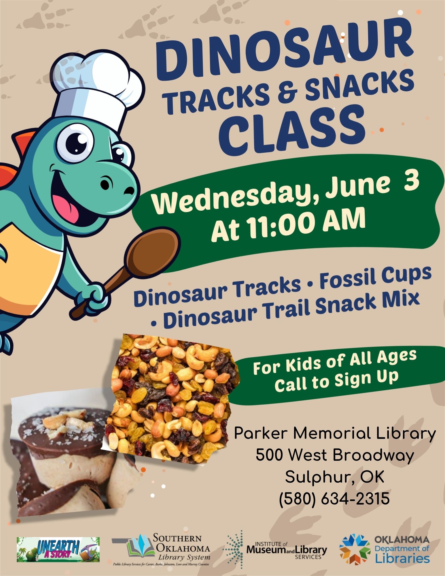 Dino Tracks & Snacks Flyer PML 2026