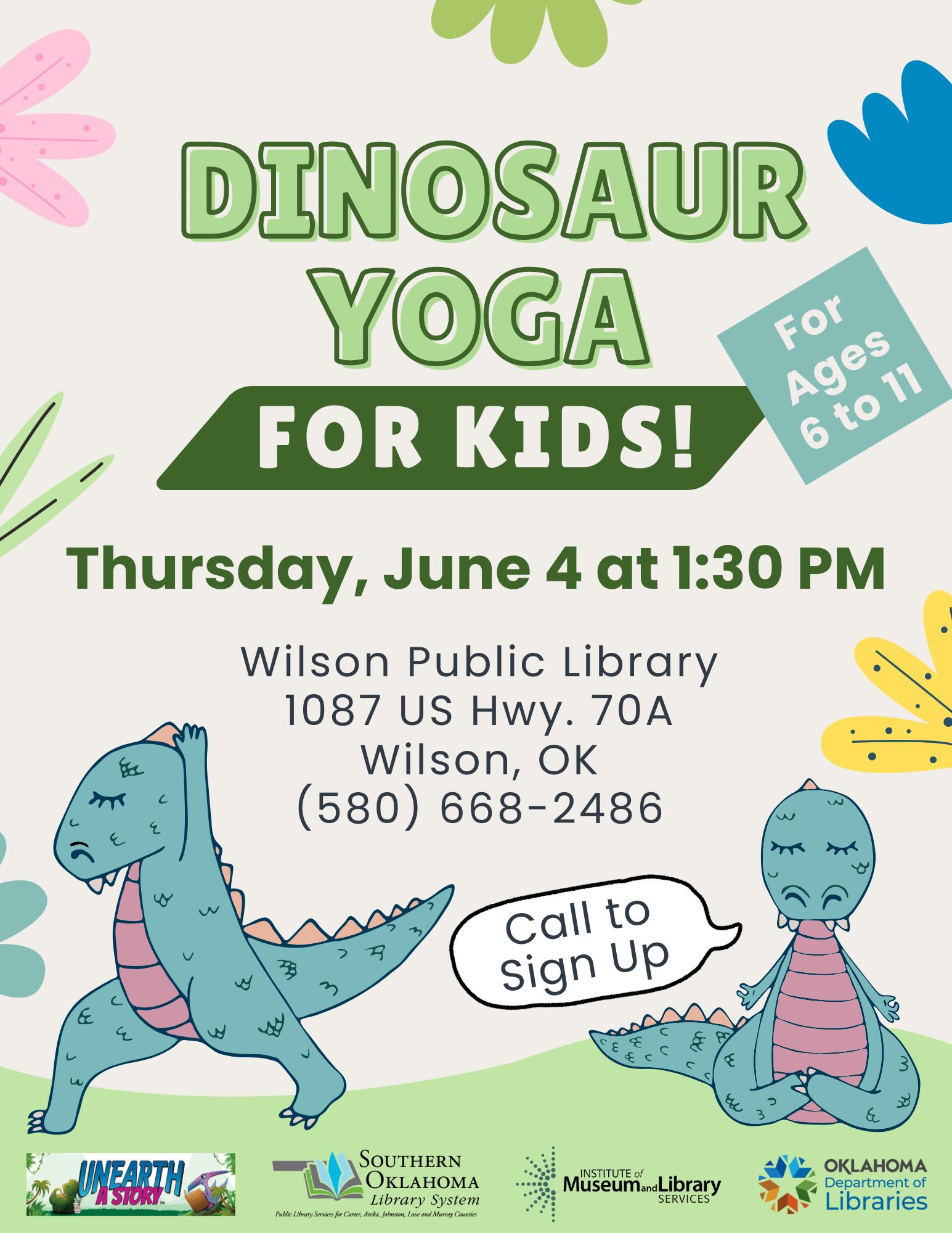 Dinosaur Yoga for Kids WPL Flyer SRP 2026