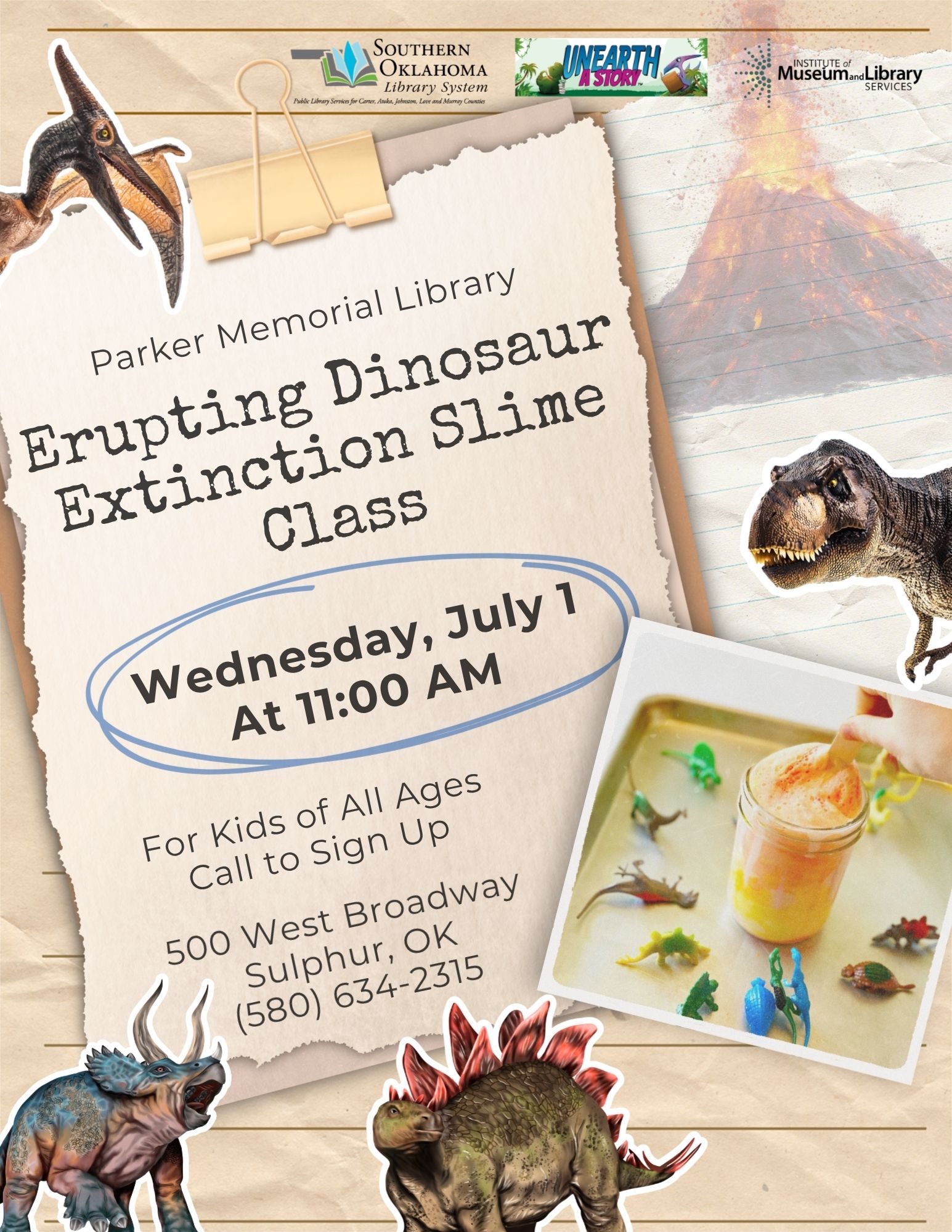 Erupting Dinosaur Extinction Slime Class Flyer PML SRP 2026