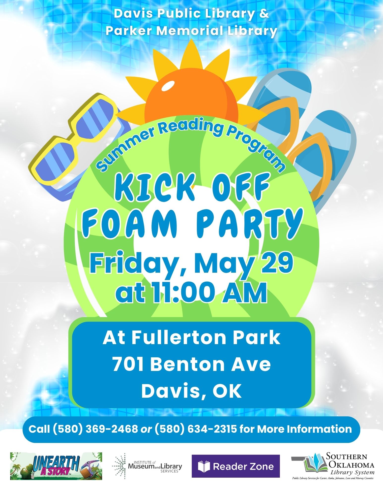 Davis and Sulphur Foam Party for Summer Reading Program 2026