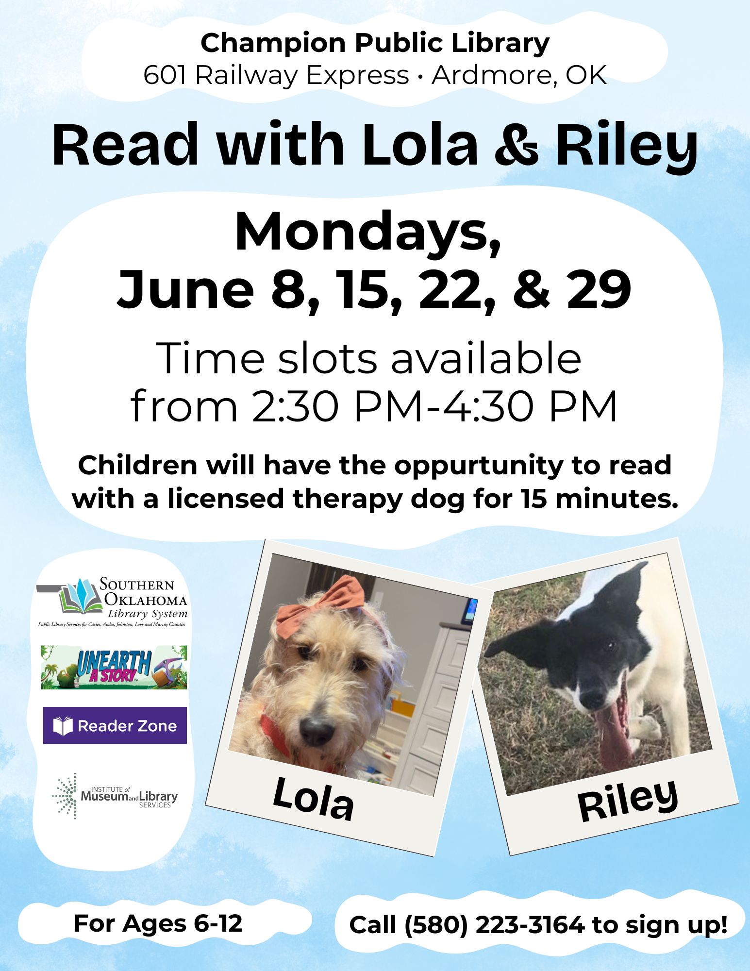 Read with a Riley & Lola CPL 2026 Pr Flyer