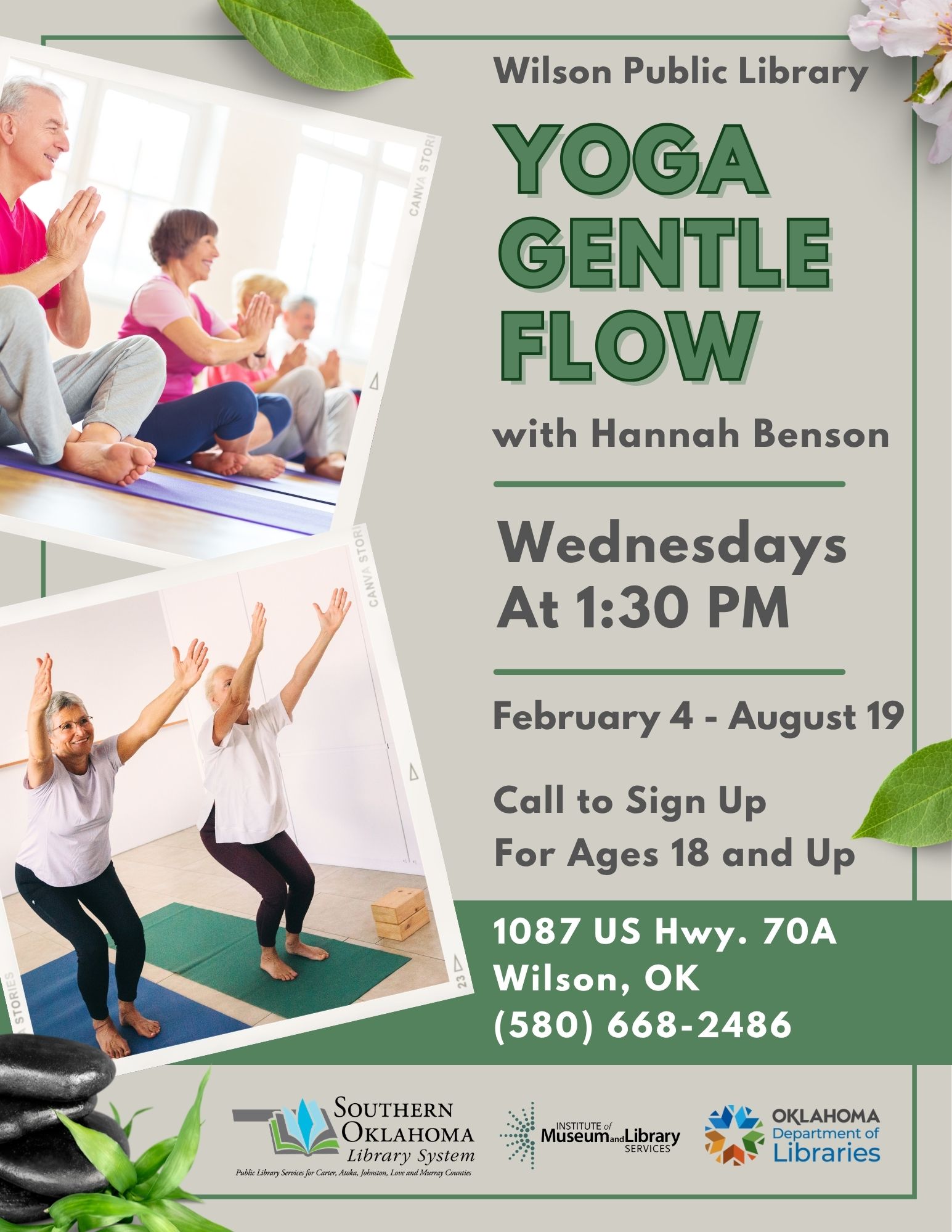 Updated Yoga Gentle Flow Class WPL Flyer 2026 Feb - Aug