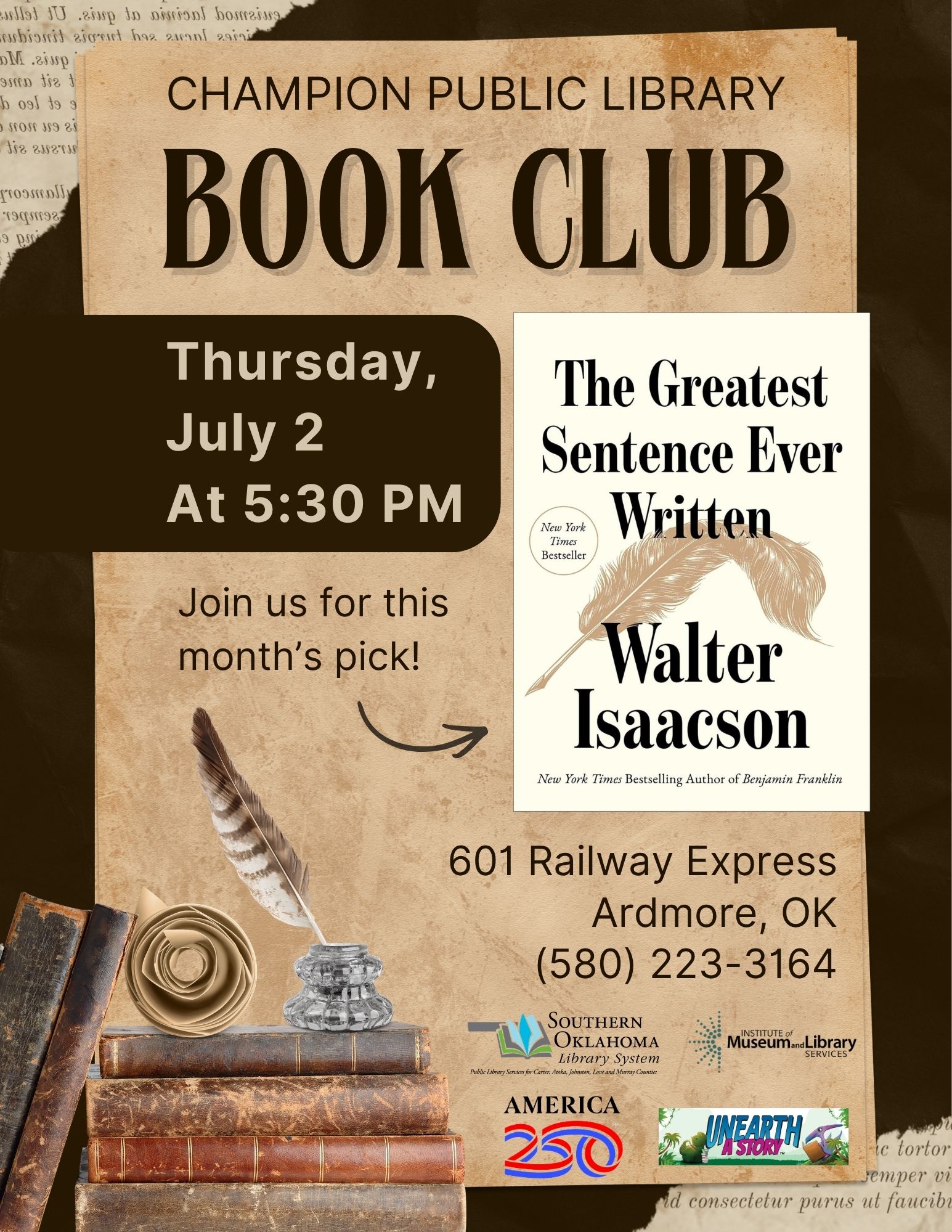 Book Club Greatest Sentence Ever CPL Flyer SRP A250 2026