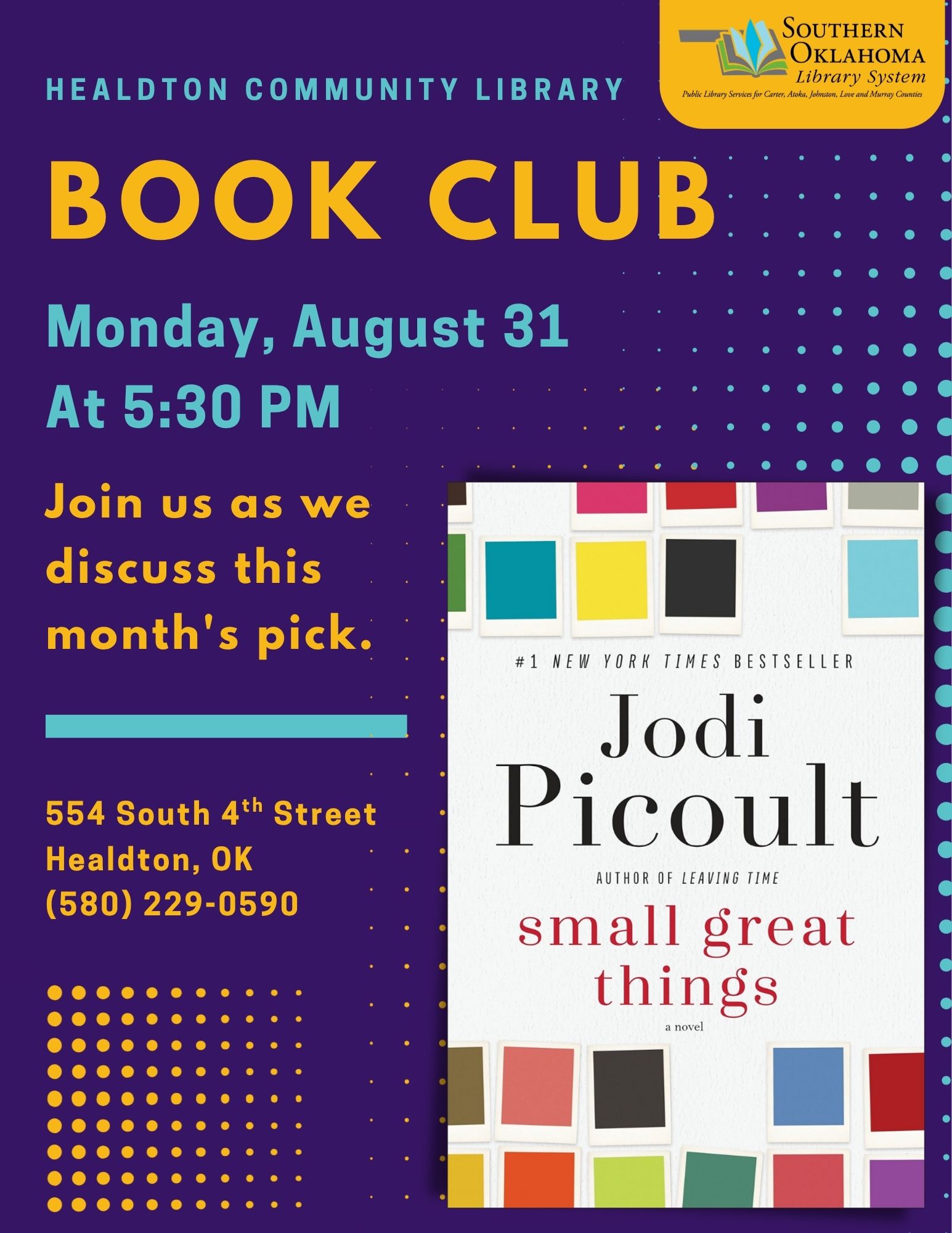Book Club Small Great Things HCL Flyer 2026