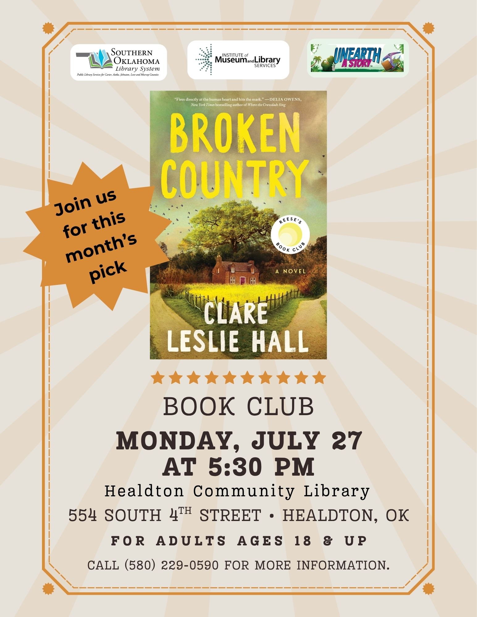 Broken Country Book Club HCL 2026 JUL Pr Flyer
