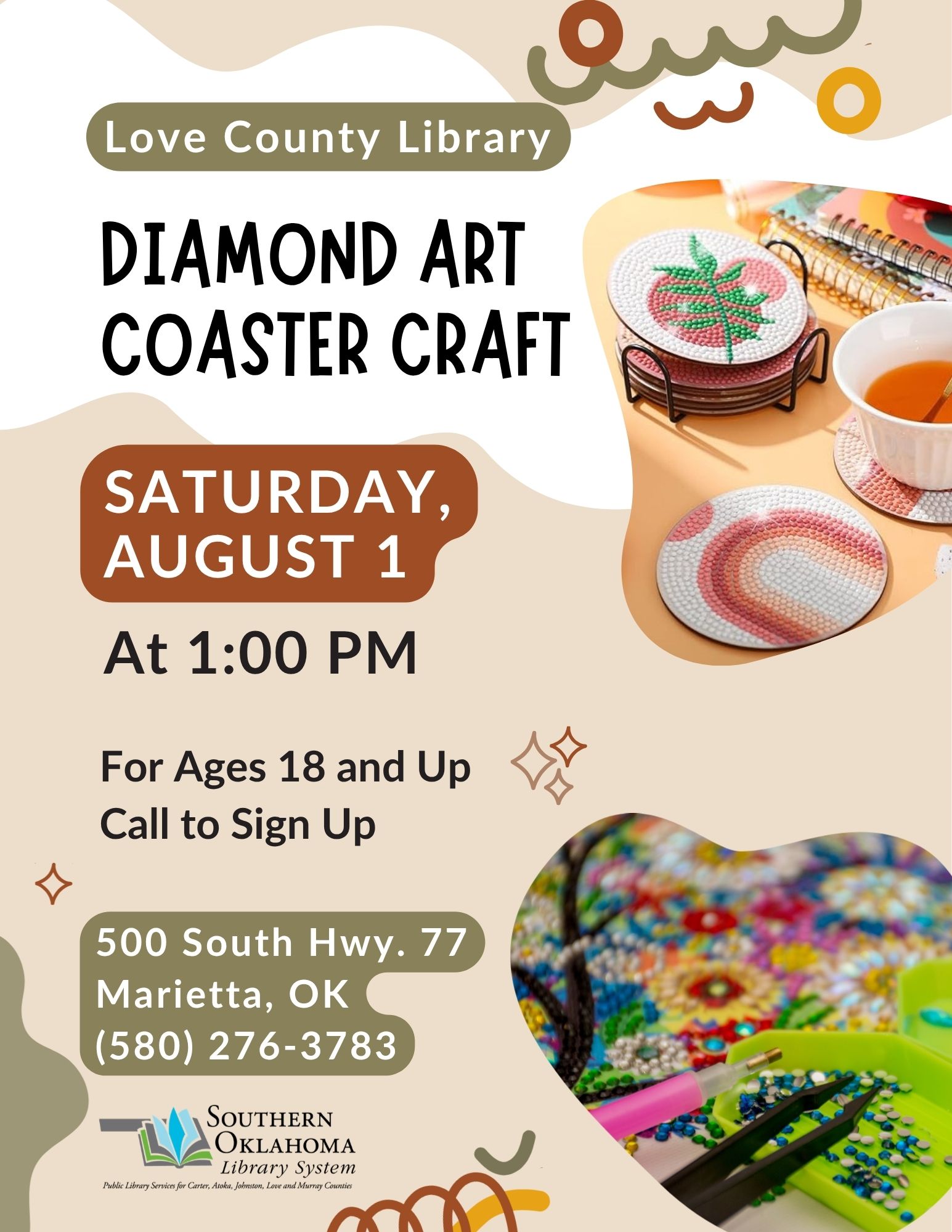 Diamond Art Coaster Craft LCL Flyer 2026