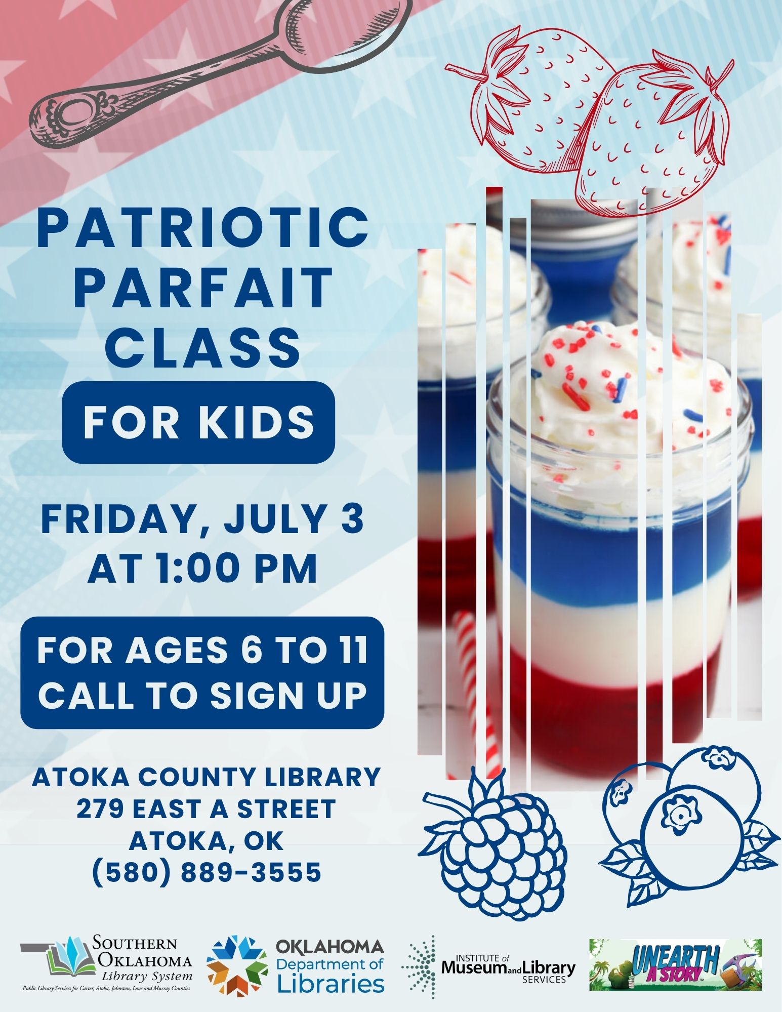 Patriotic Parfait Class for Kids Flyer ACL SRP 2026