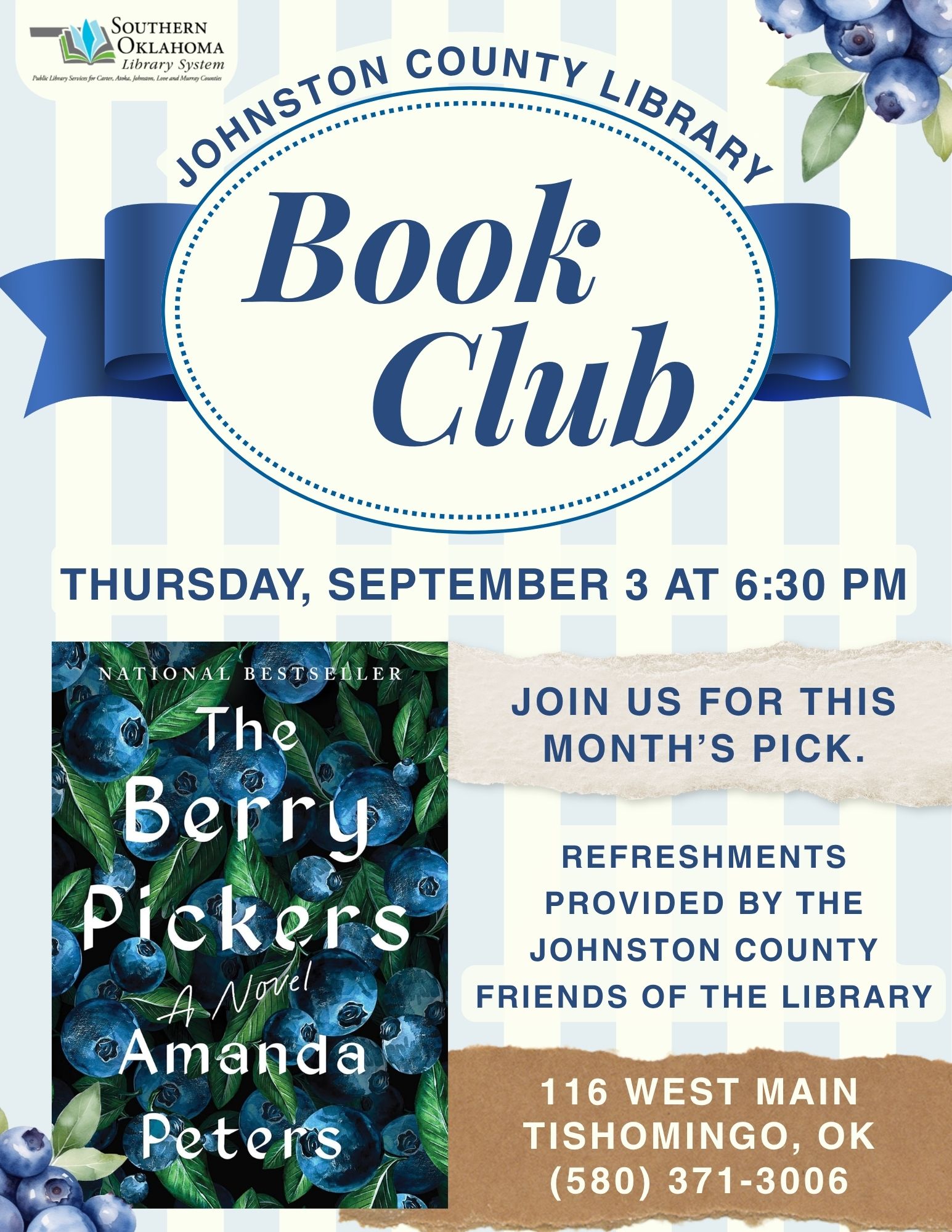 Book Club Berry Pickers JCL Flyer 2026