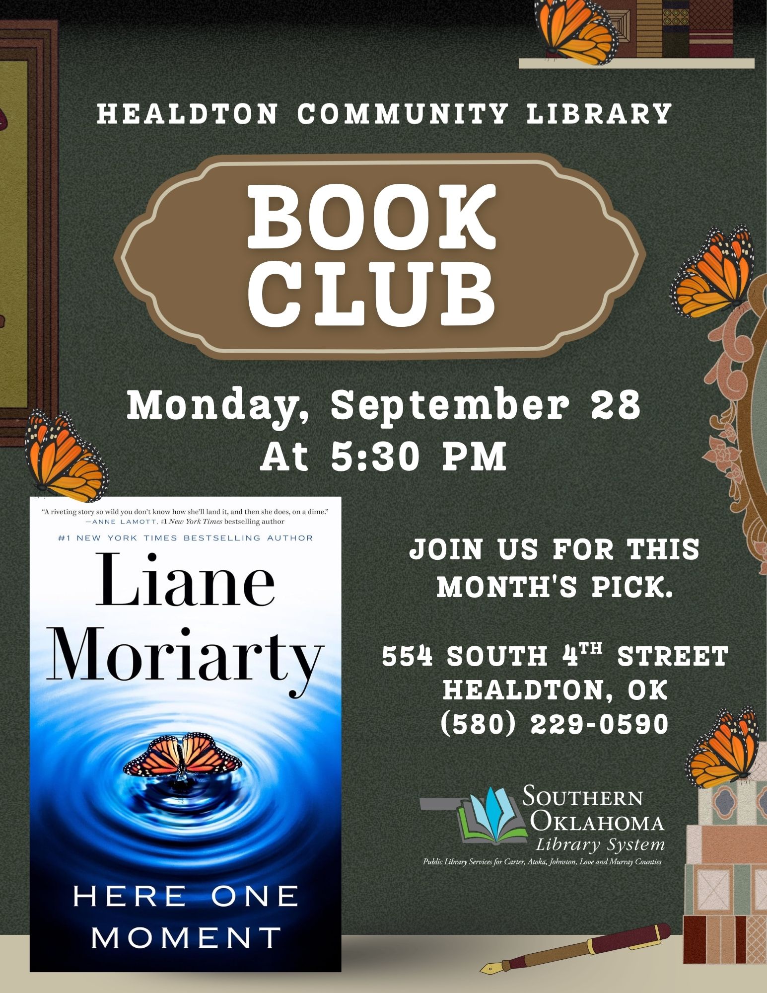 Book club Here One Moment HCL Flyer 2026