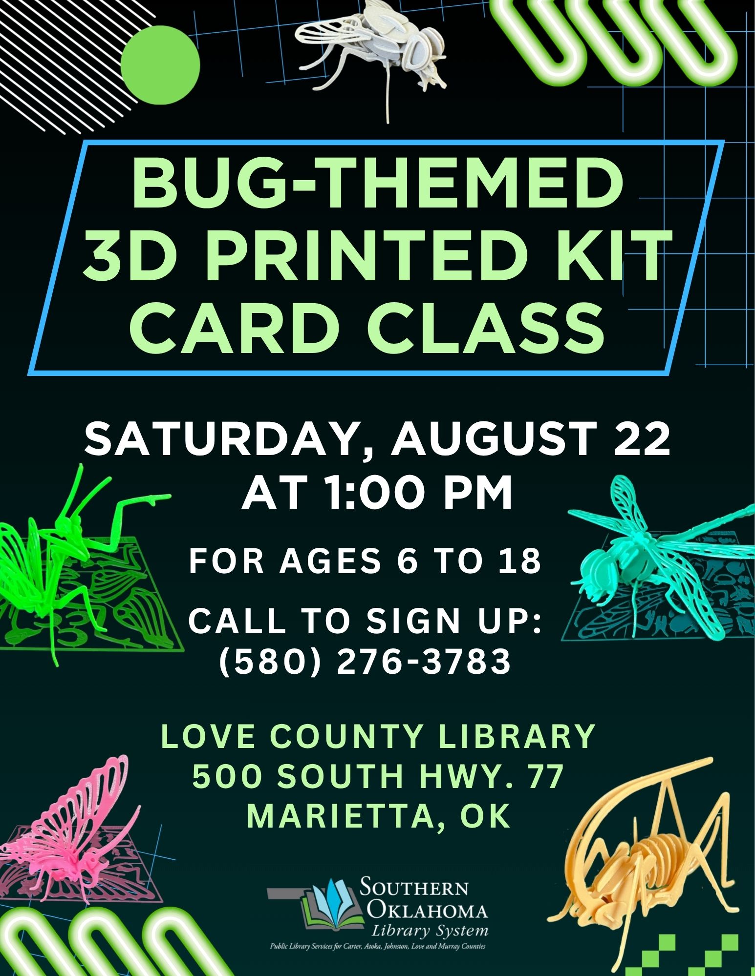 Bug Themed 3D Printed Kit Card Class LCL Flyer 2026