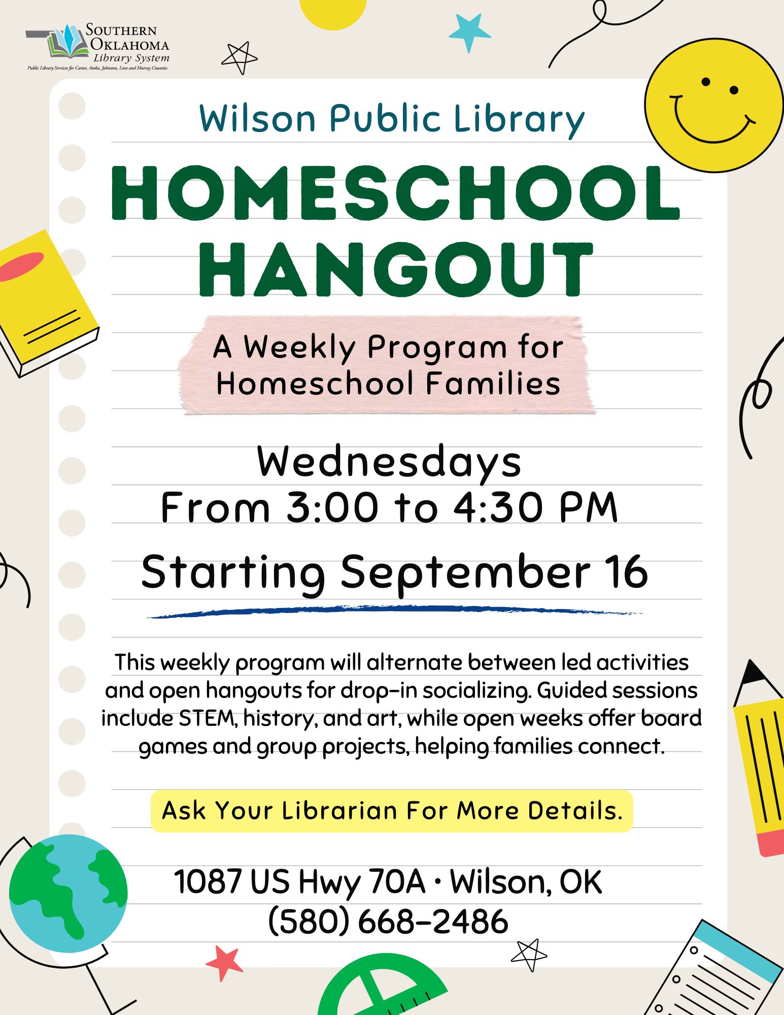 Homeschool Hangout WPL Flyer 2026