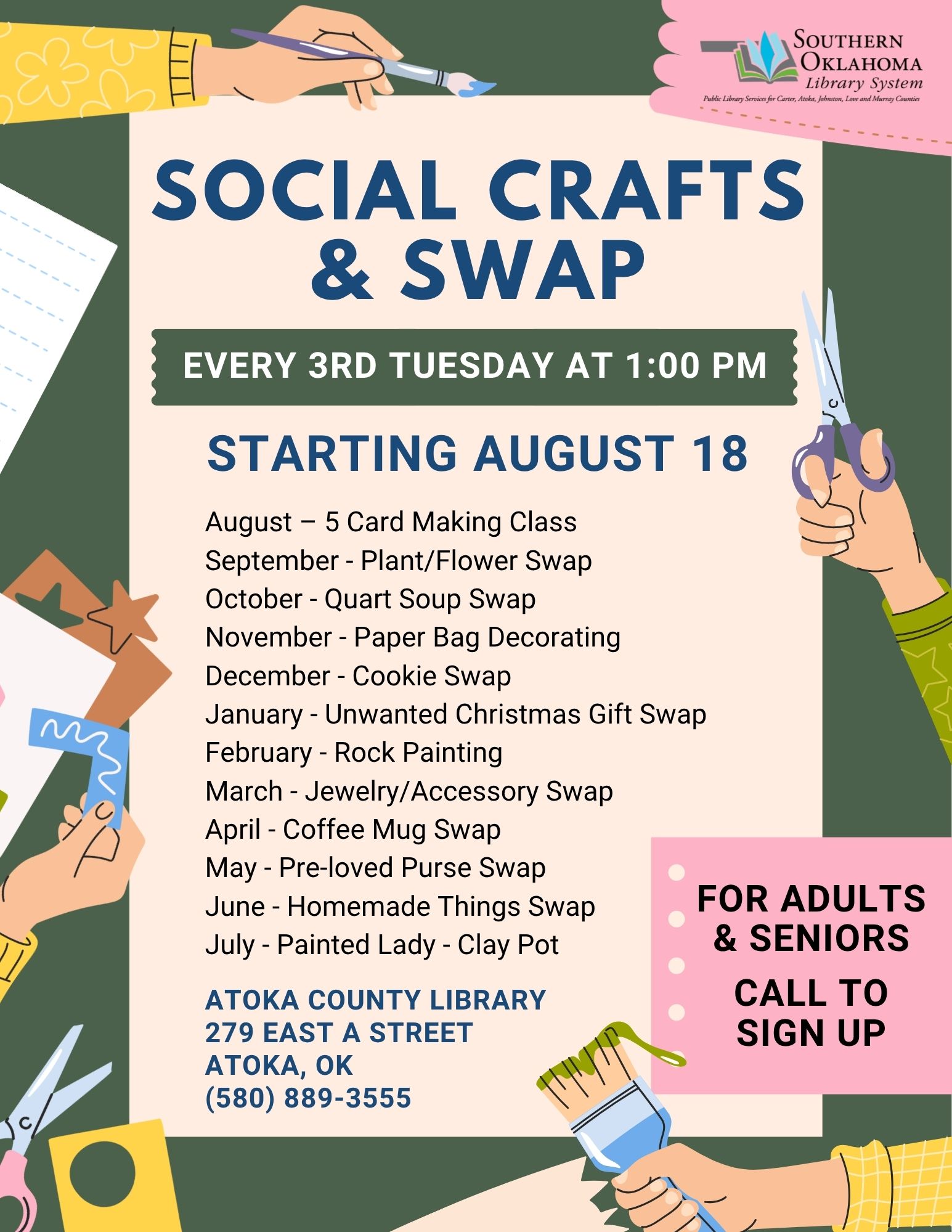 Social Crafts & Swap ACL Flyer 2026