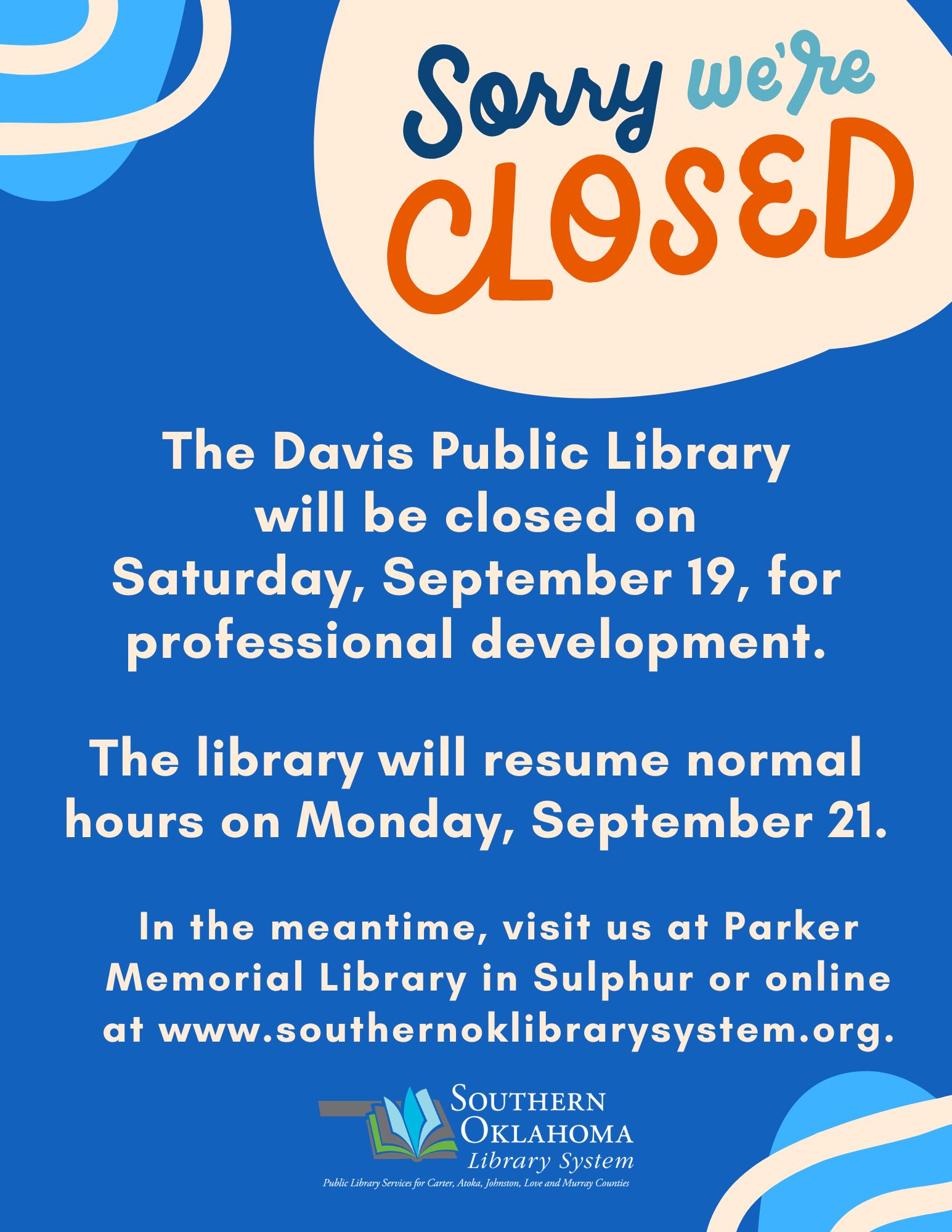 Closed for Staff Development DPL Sept Flyer 2026