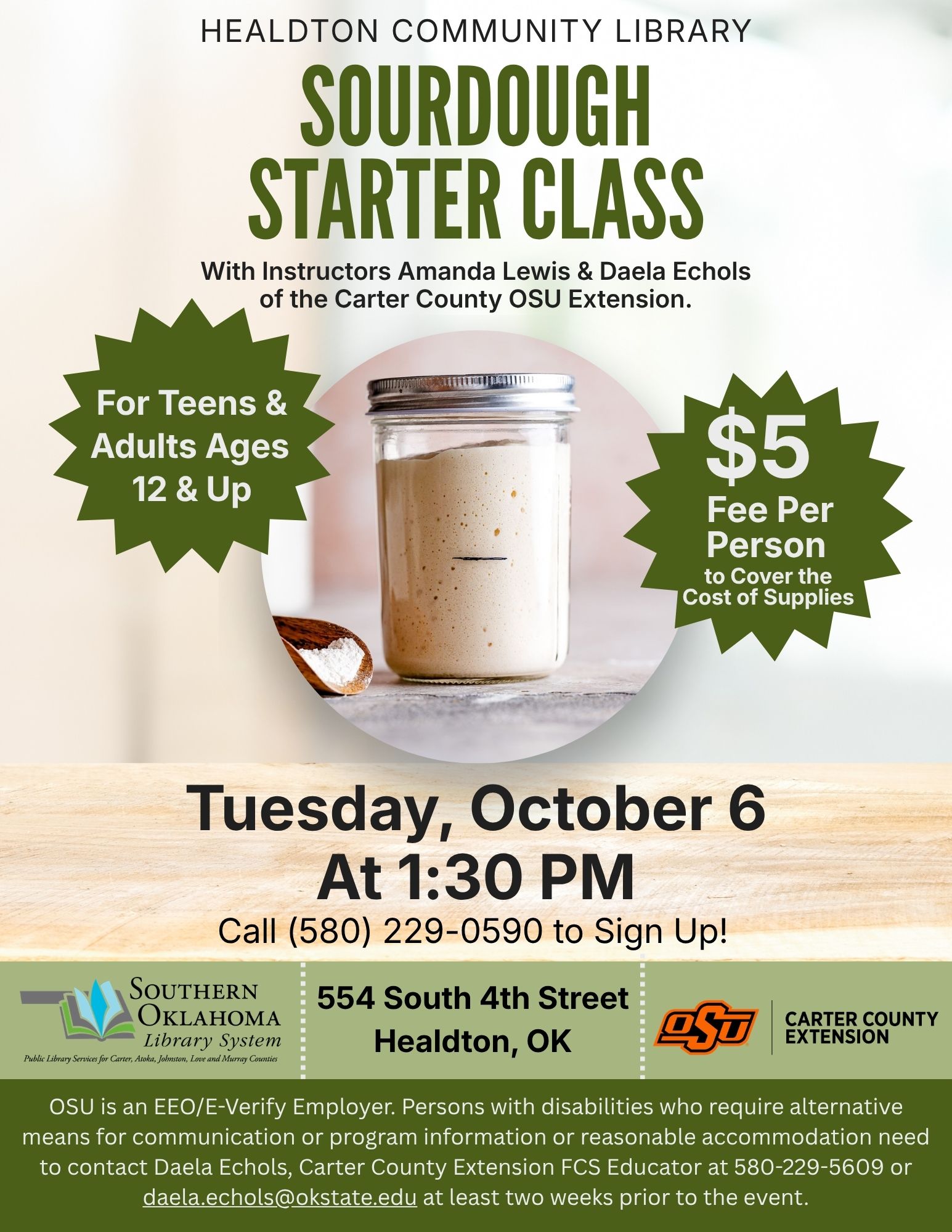 Sourdough Starter Class HCL Flyer 2026