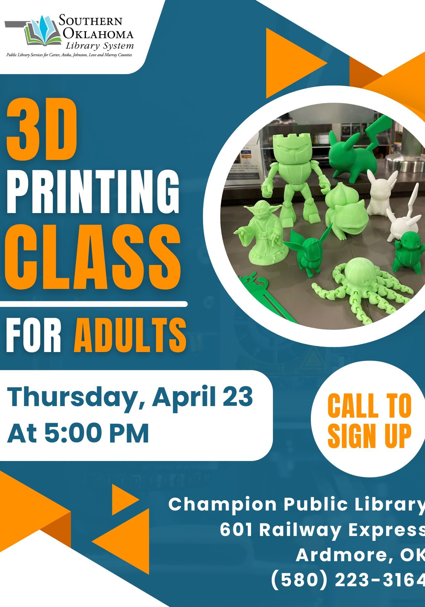 3D Printing Class Adults CPL flyer 2026