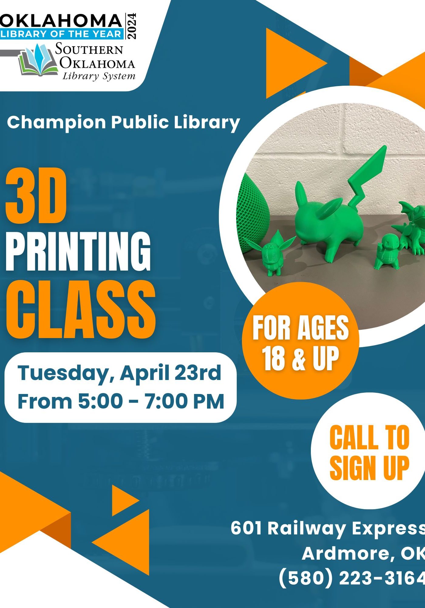 3D Printing Class Adults flyer 2024