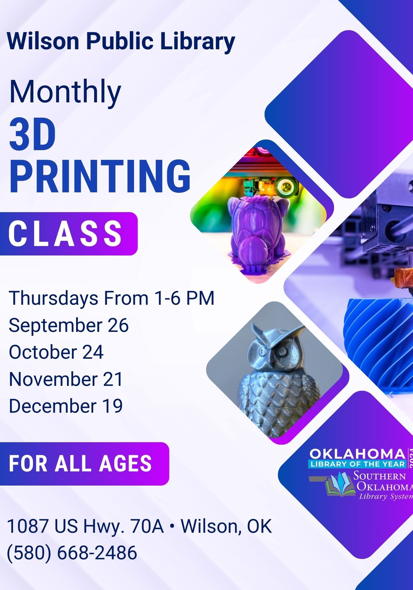 3D Printing Class WPL Flyer 2024 Updated