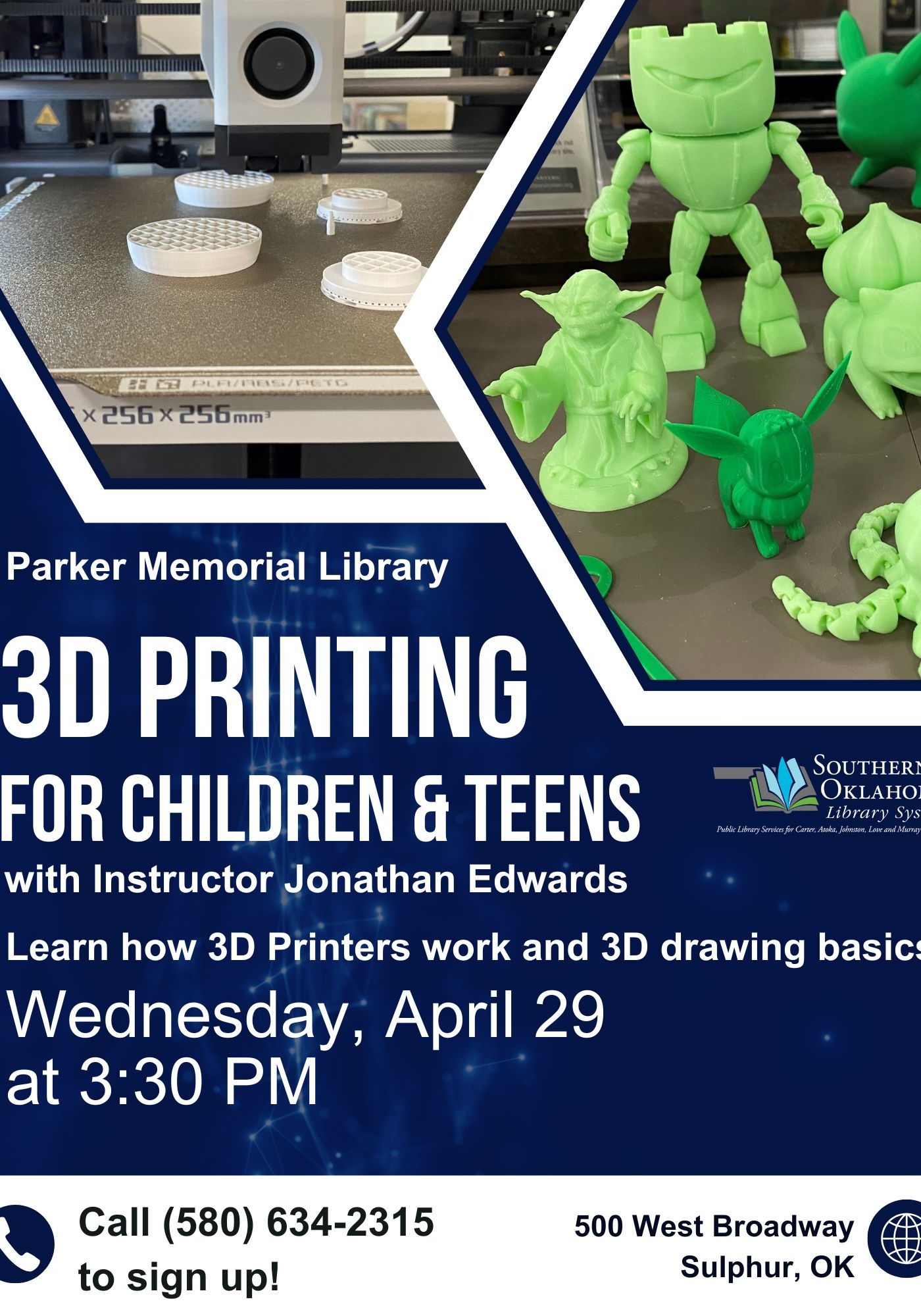 3D Printing for Children PML April Pr Flyer