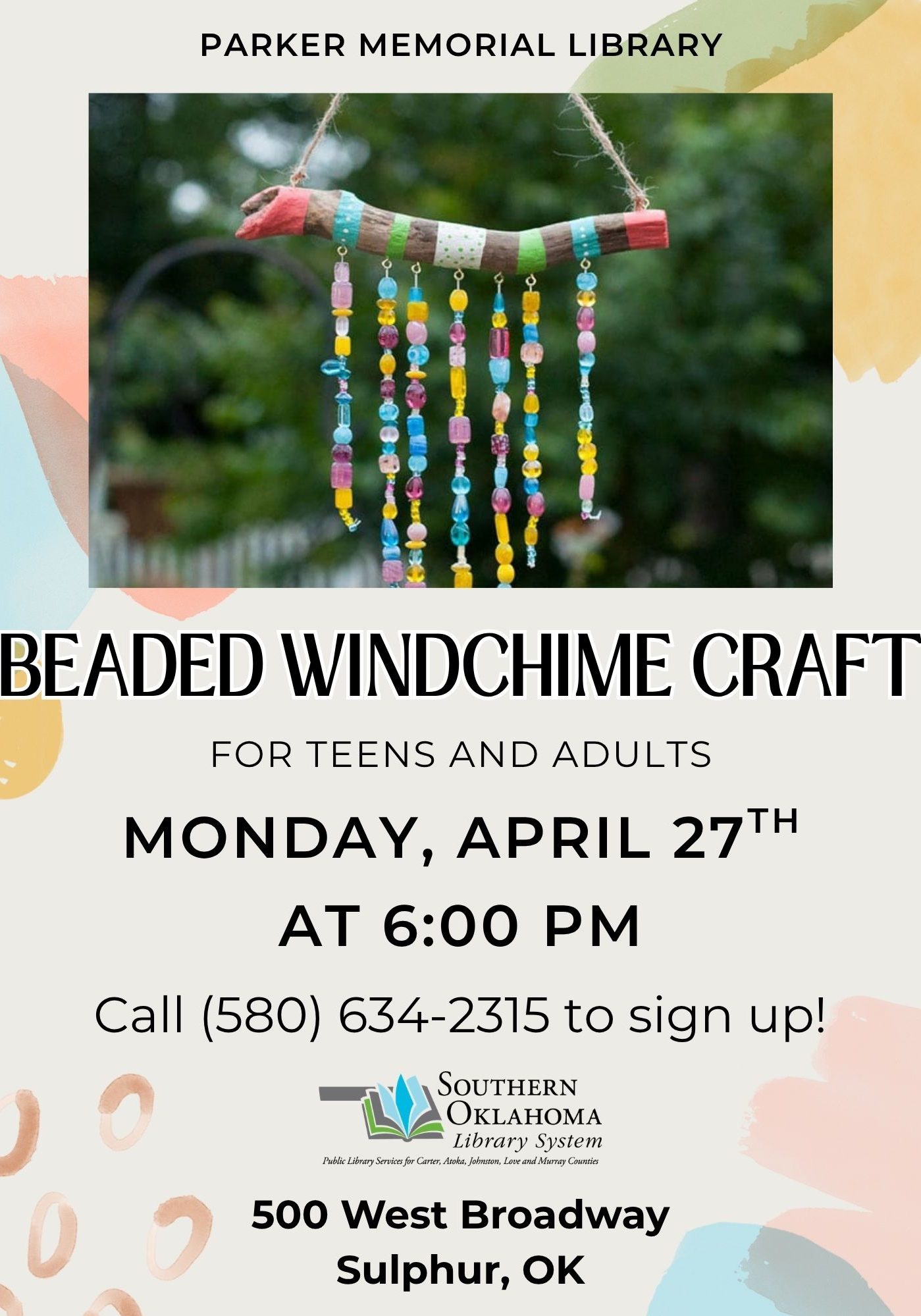 Beaded Windchime Craft PML PR Flyer 2026