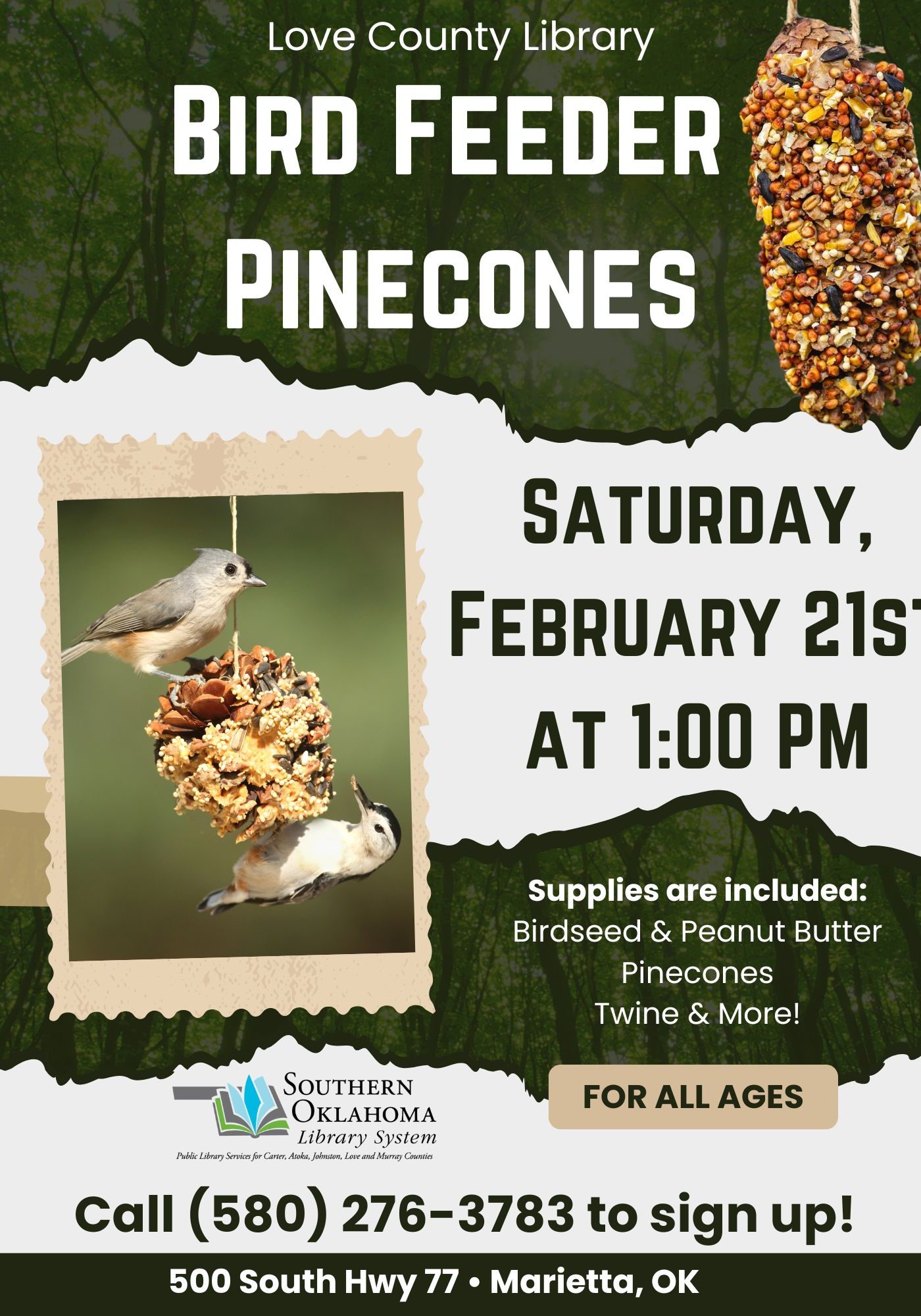 Bird Feeder Craft LCL PR Flyer