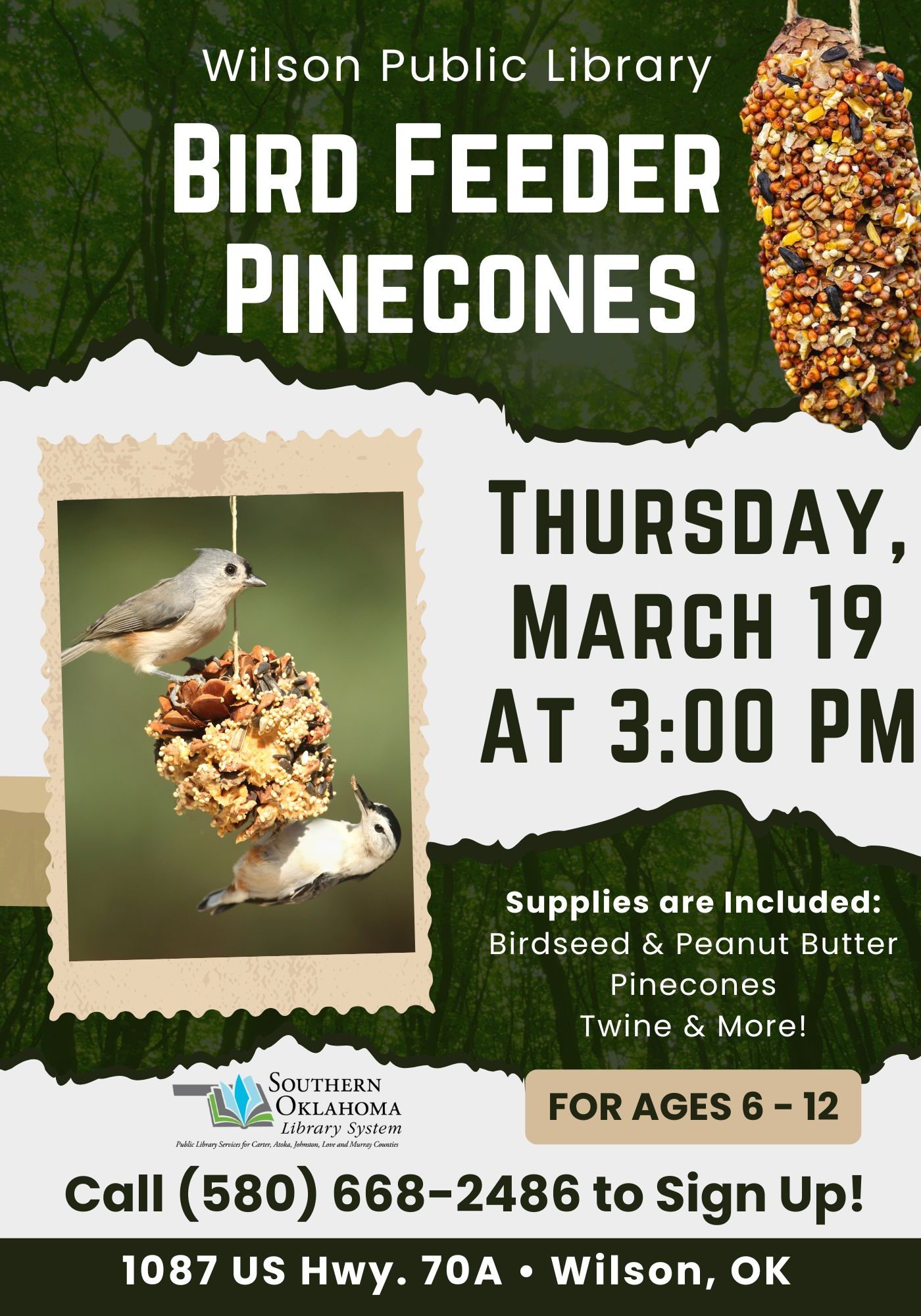 Bird Feeder Craft WPL PR Flyer