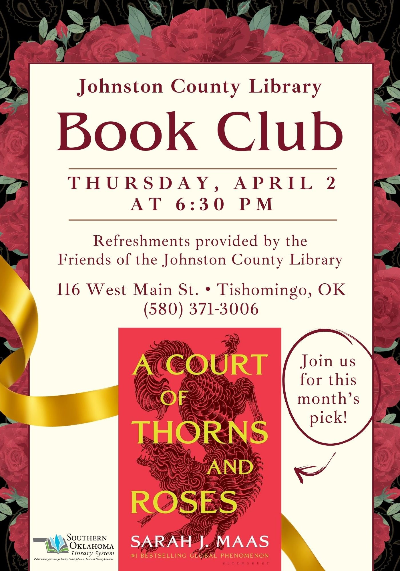 Book Club Court of Thorns & Roses JCL Flyer 2026