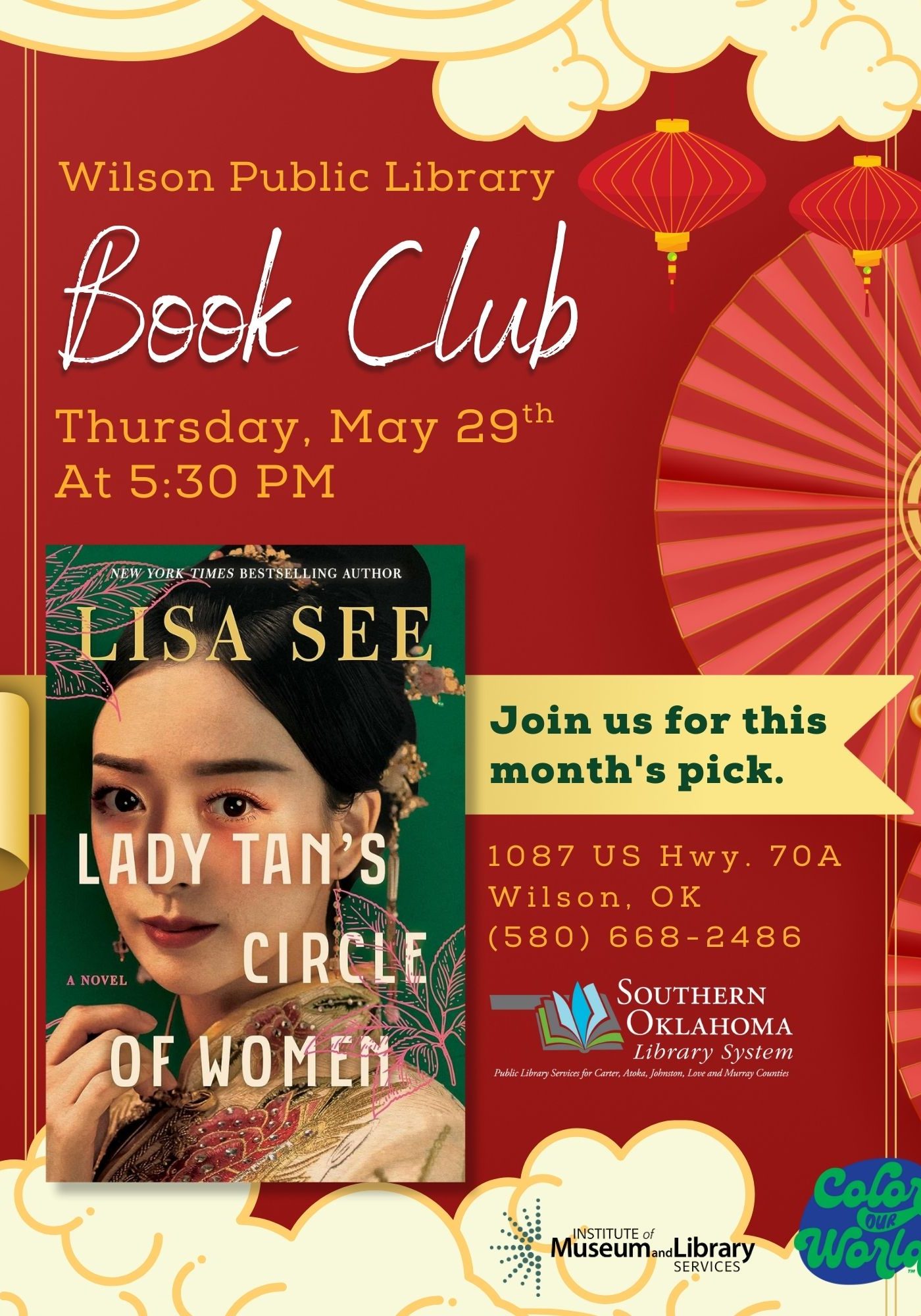 Book Club Lady Tans Circle of Women WPL Flyer 2025