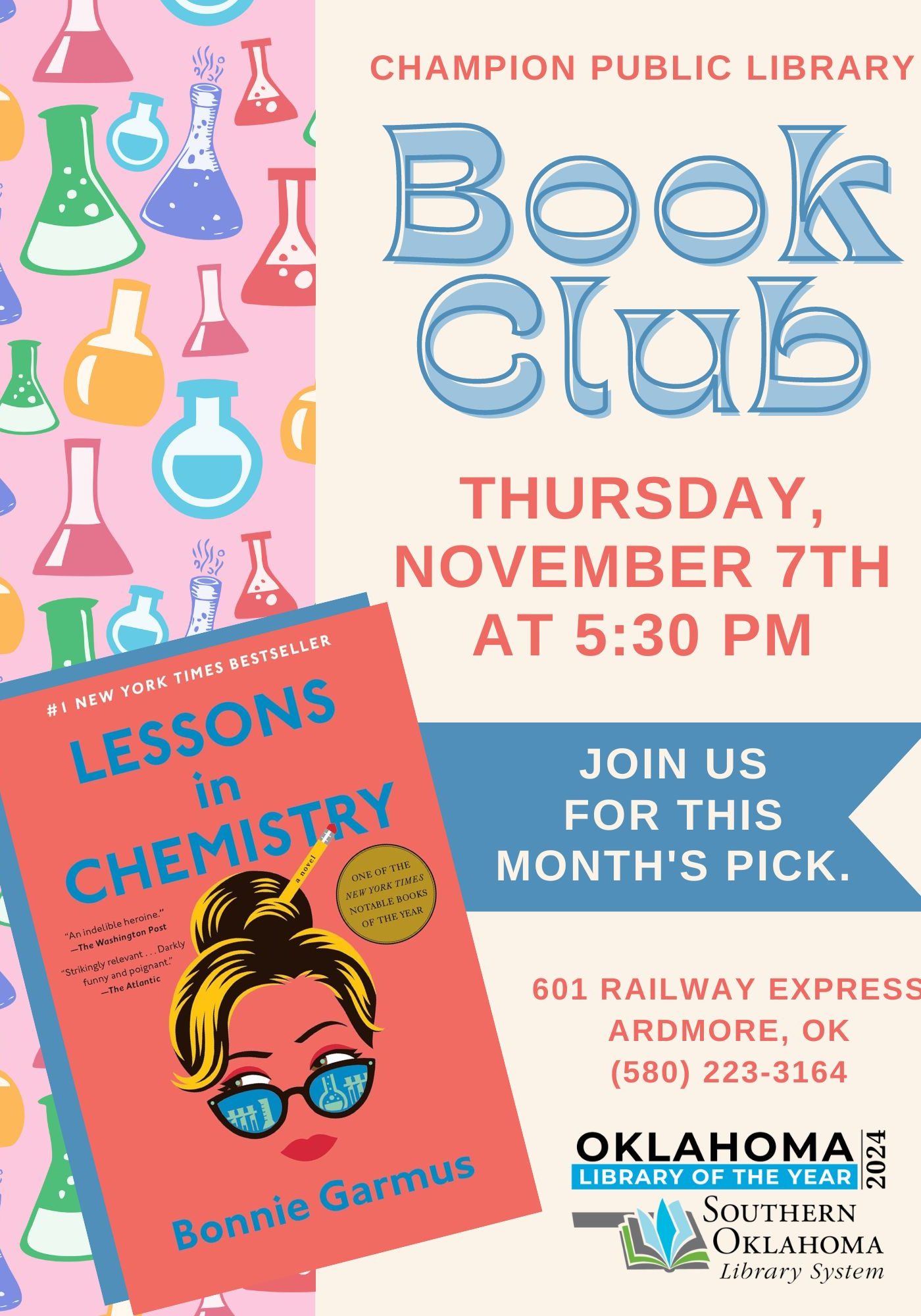 Book Club Lessons in Chemistry CPL Flyer 2024 (1)