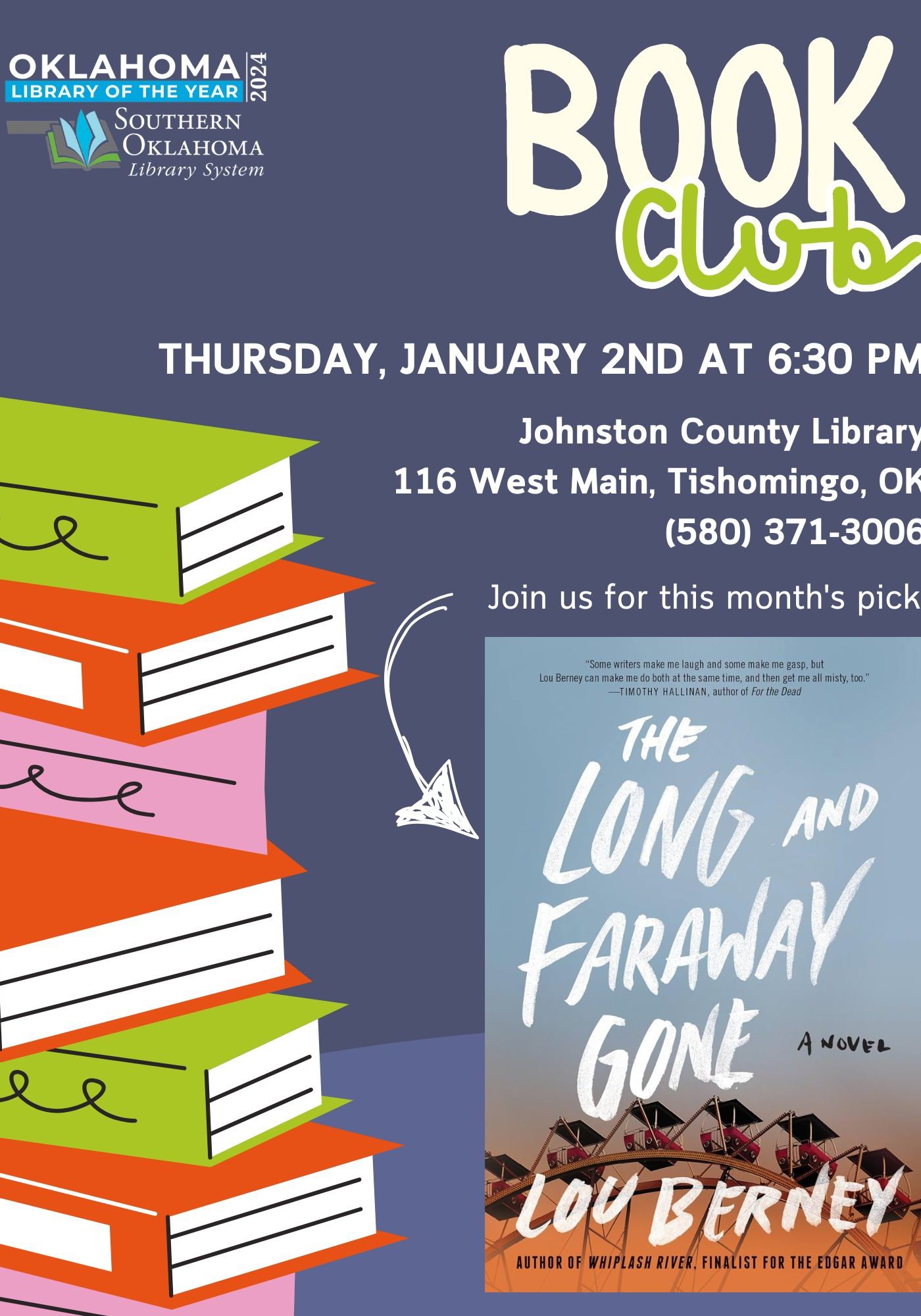 Book Club Long and Faraway Gone JCL Flyer 2025