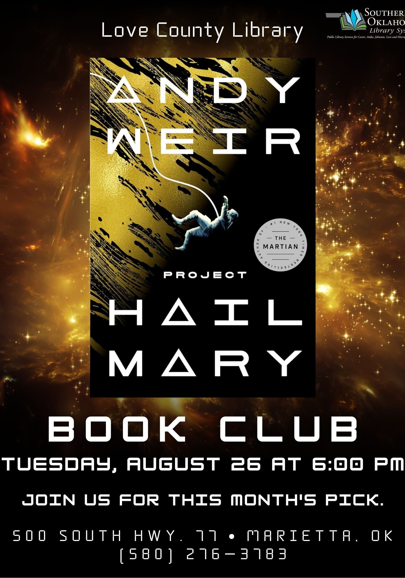 Book Club Project Hail Mary LCL Flyer 2025