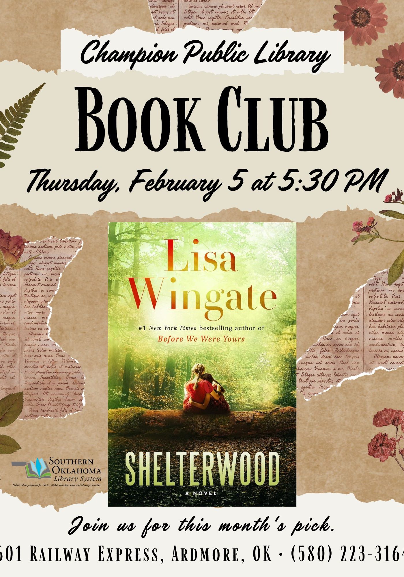 Book Club Shelterwood CPL Flyer 2026