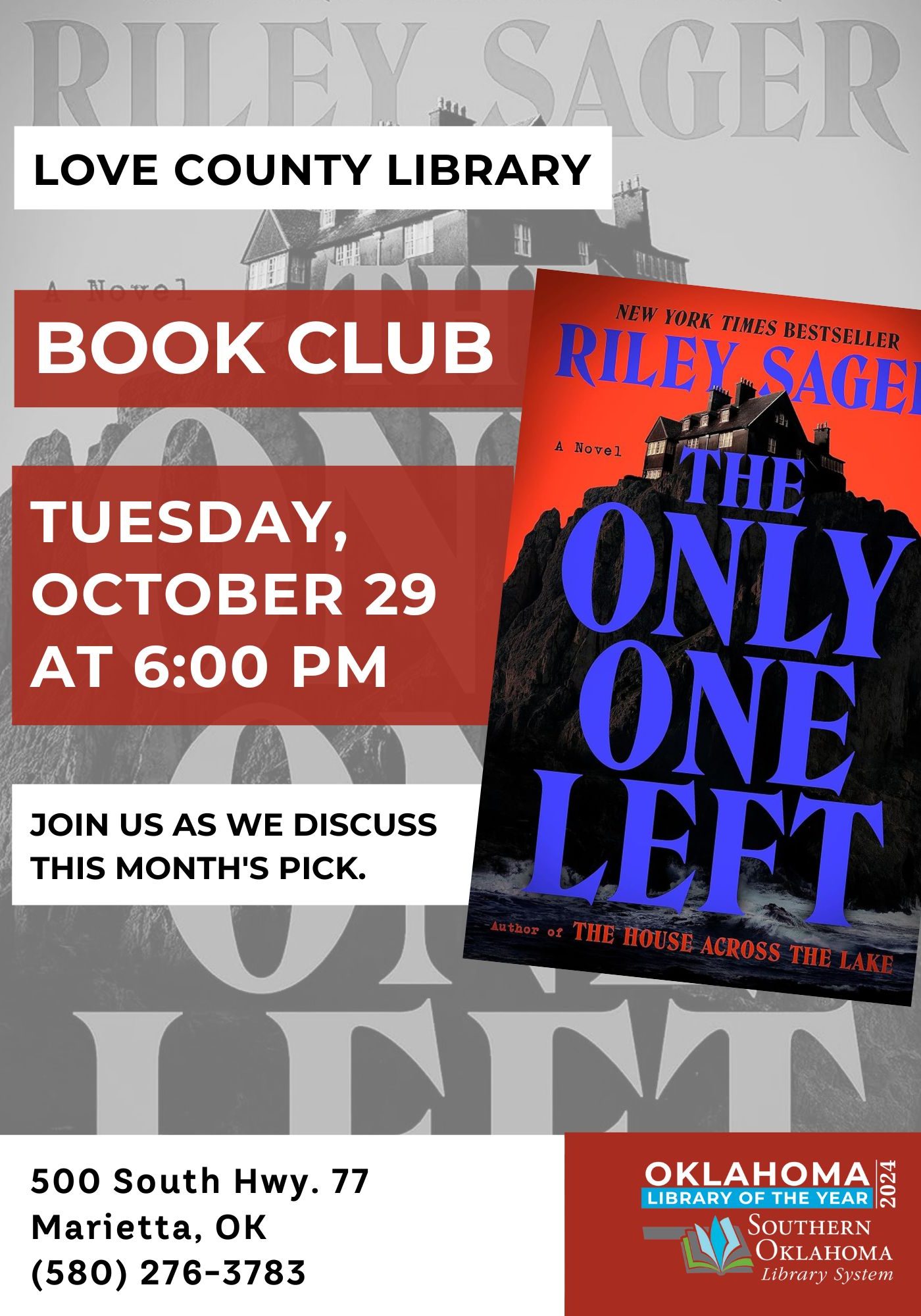 Book Club The Only One Left LCL Flyer