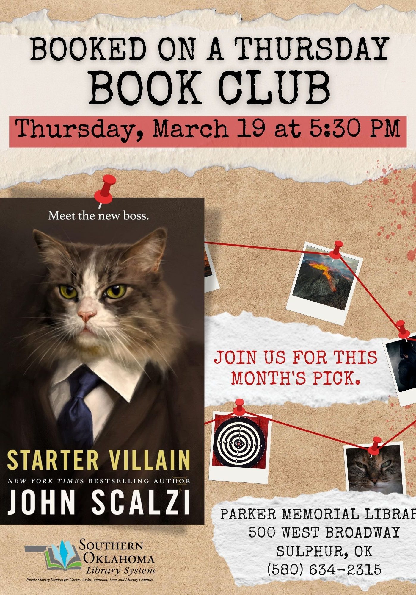 Booked on a Thursday Book Club Starter Villain PML Flyer 2026