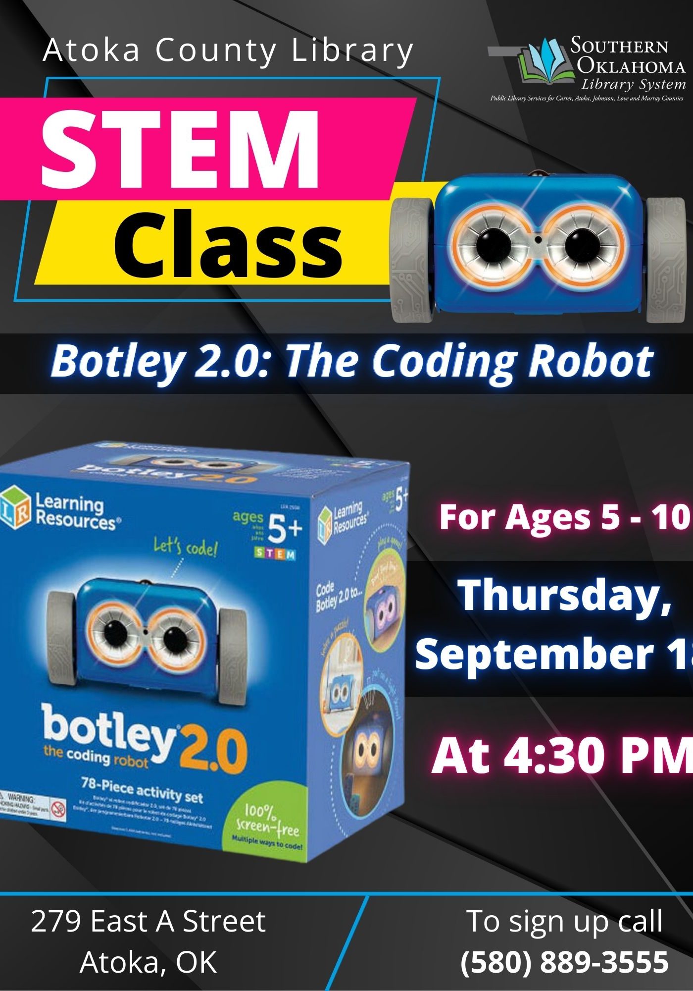 Botley 2.0 Coding STEM Class ACL Flyer 2025