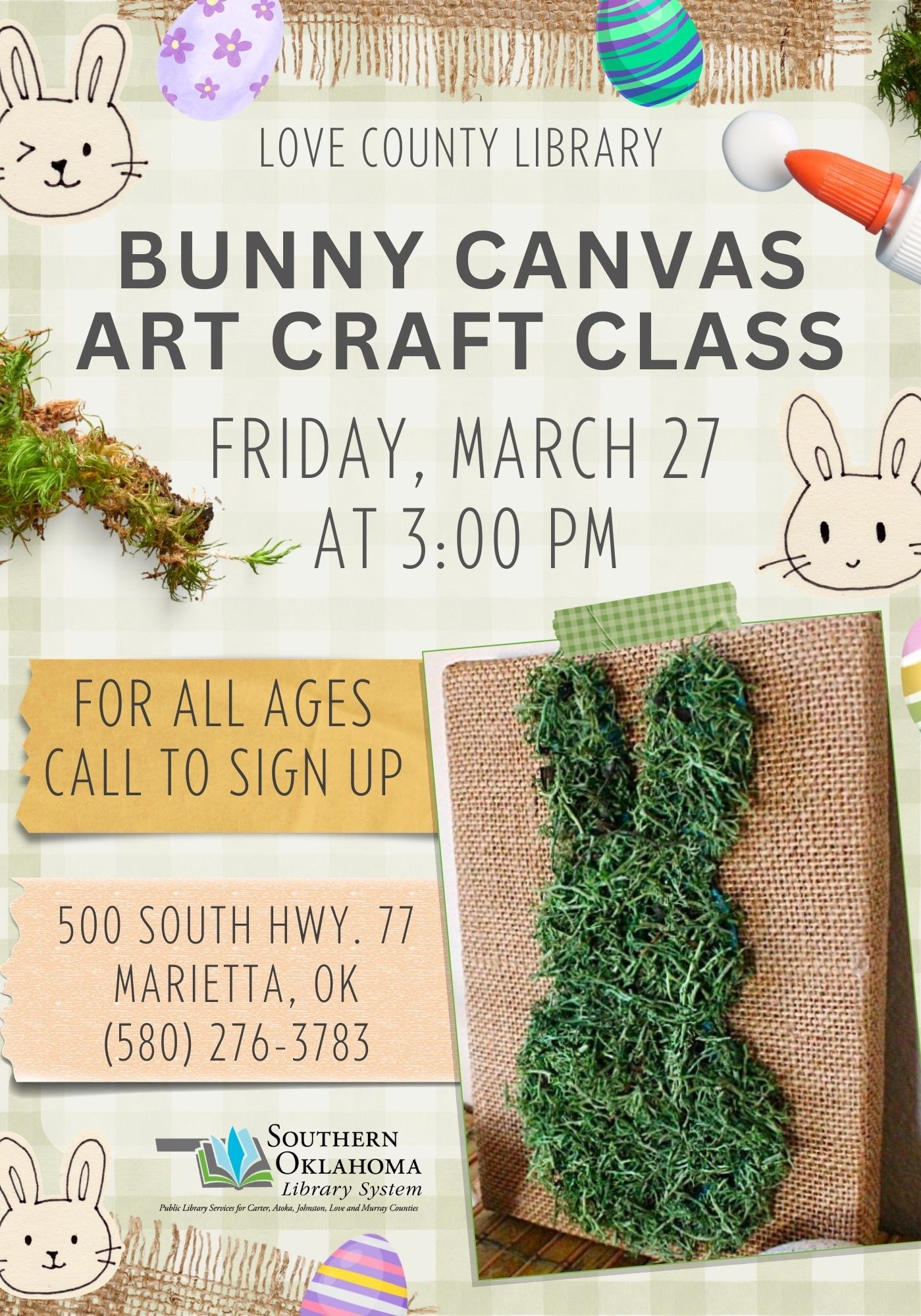 Bunny Canvas Art Craft LCL Flyer 2026