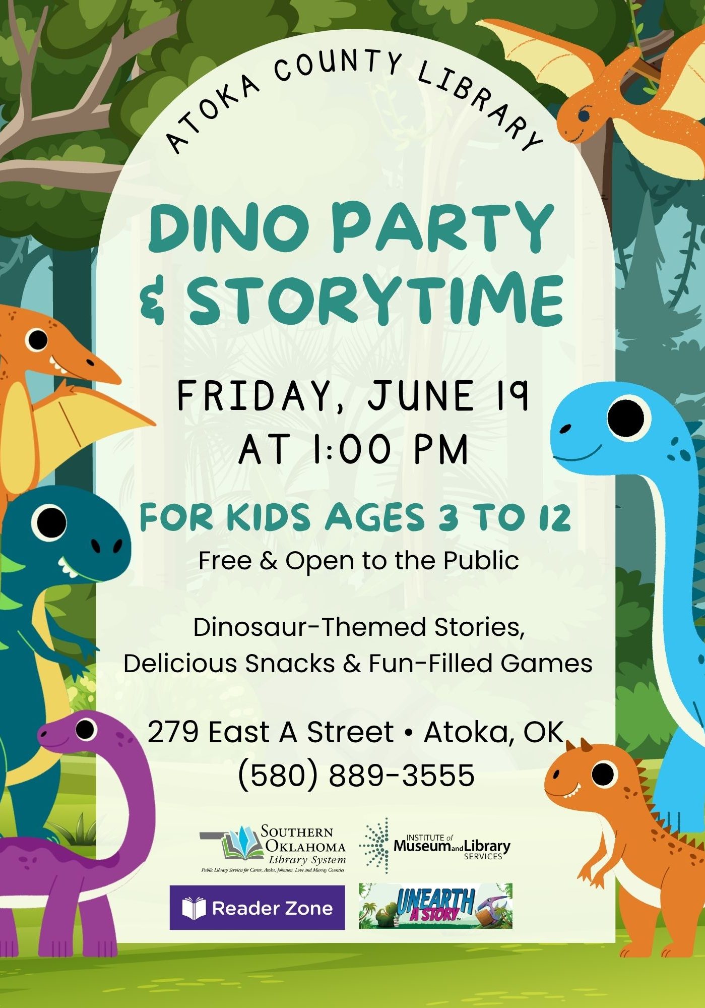 Dino Party & Storytime ACL Flyer SRP 2026