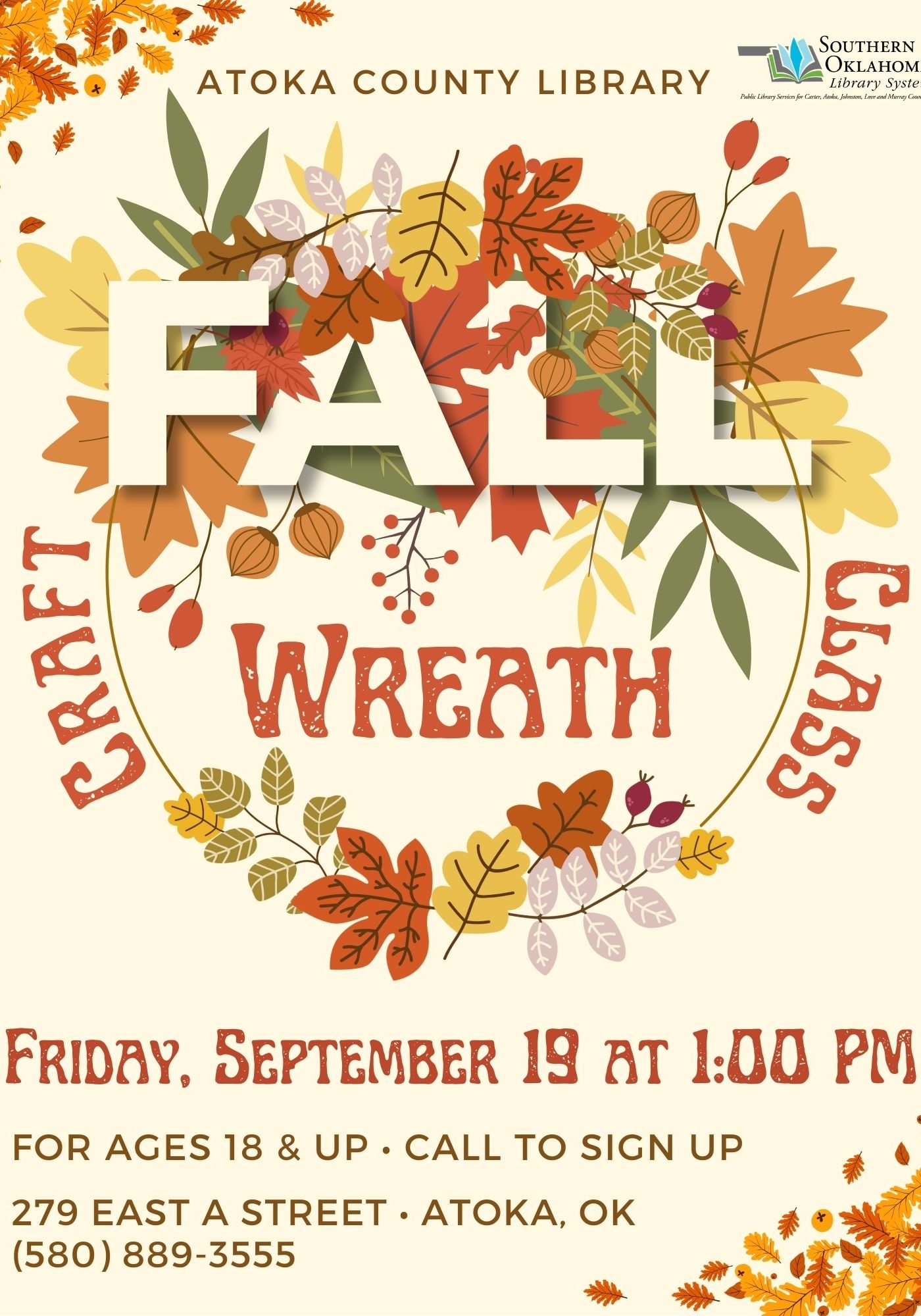 Fall Wreath Craft Class ACL Flyer 2025