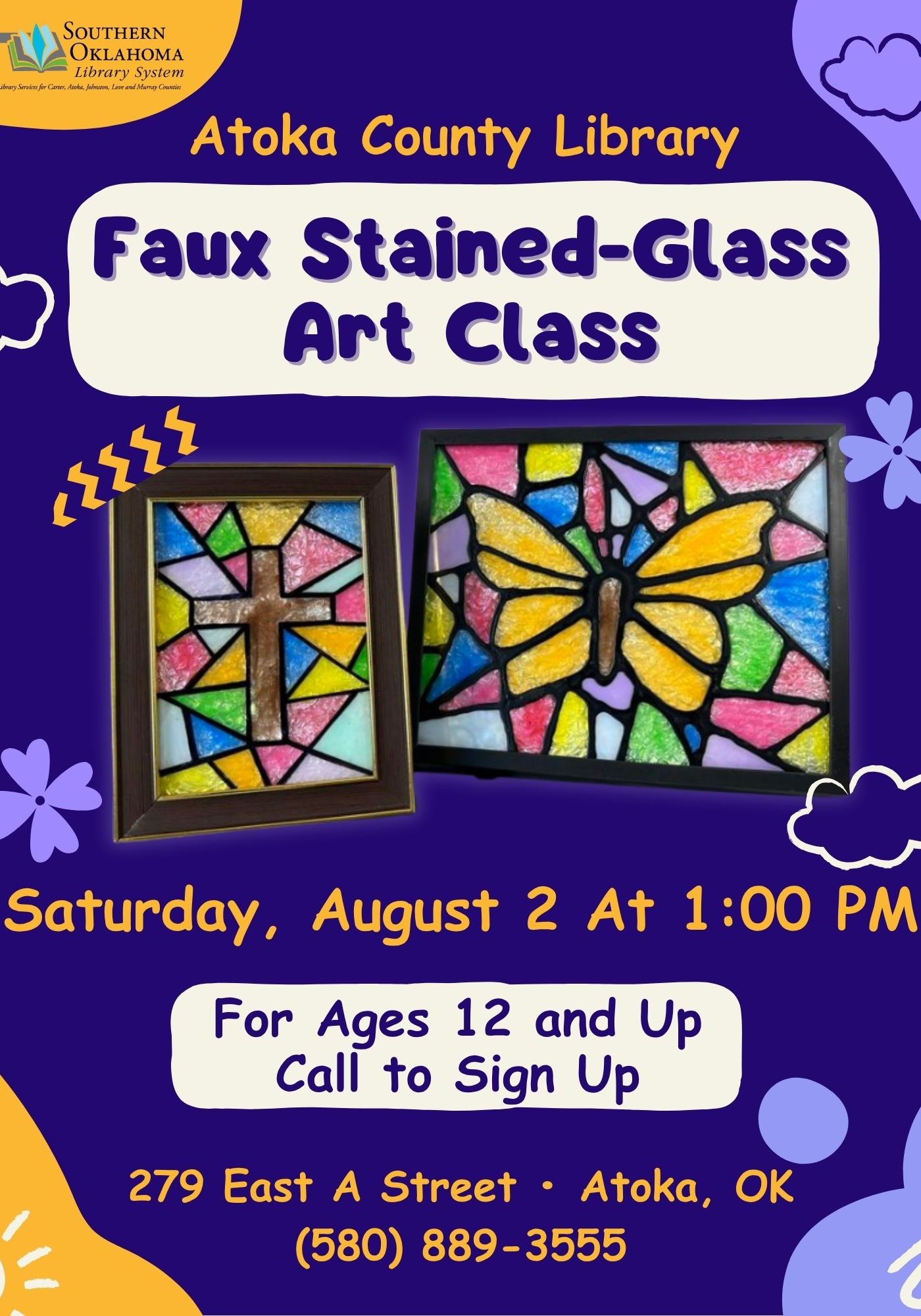 Faux Stained Glass Art Class ACL Flyer 2025